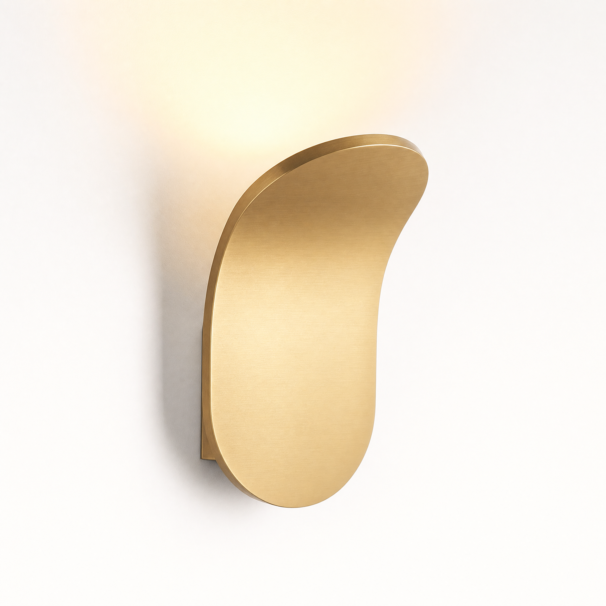 Gold curved wall sconce warm white glow