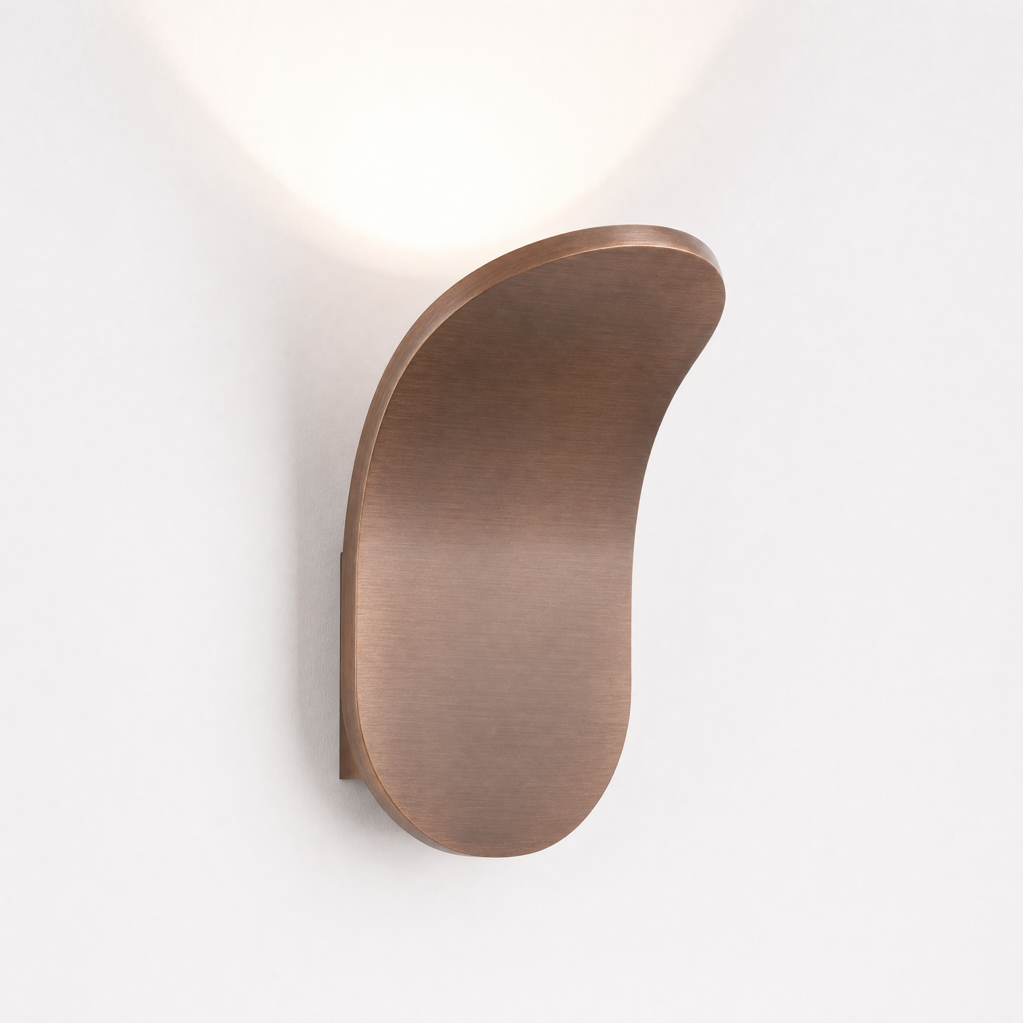 Coffee bronze curved wall sconce neutral white glow