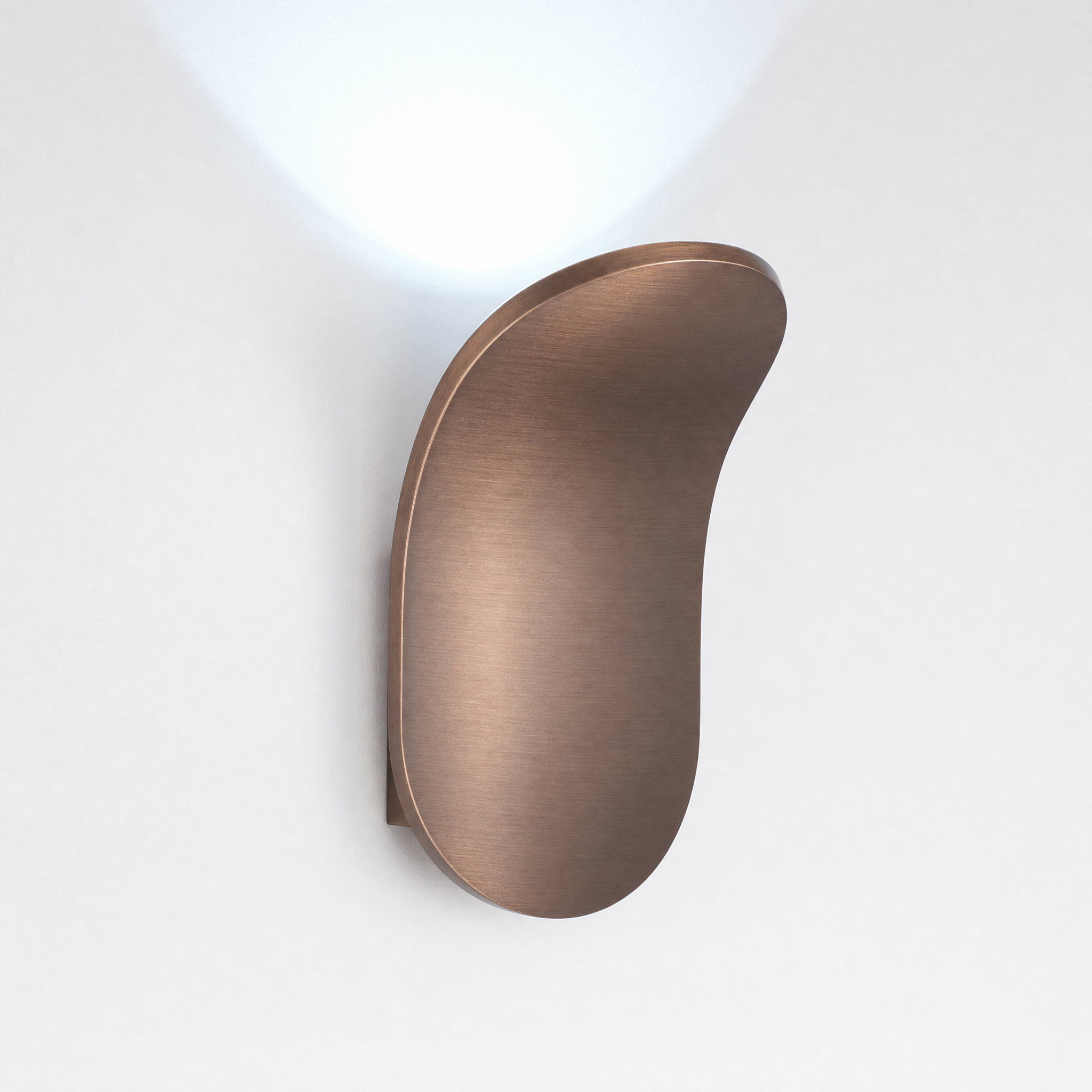 Coffee bronze curved wall sconce cool white glow