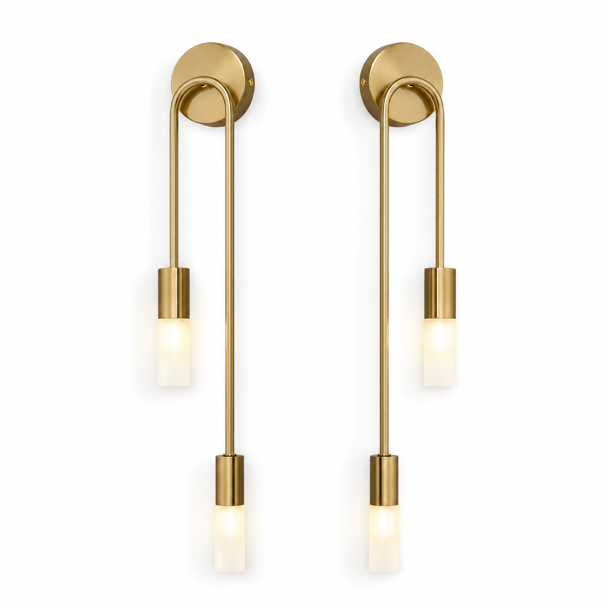Gold curved wall sconces matched pair