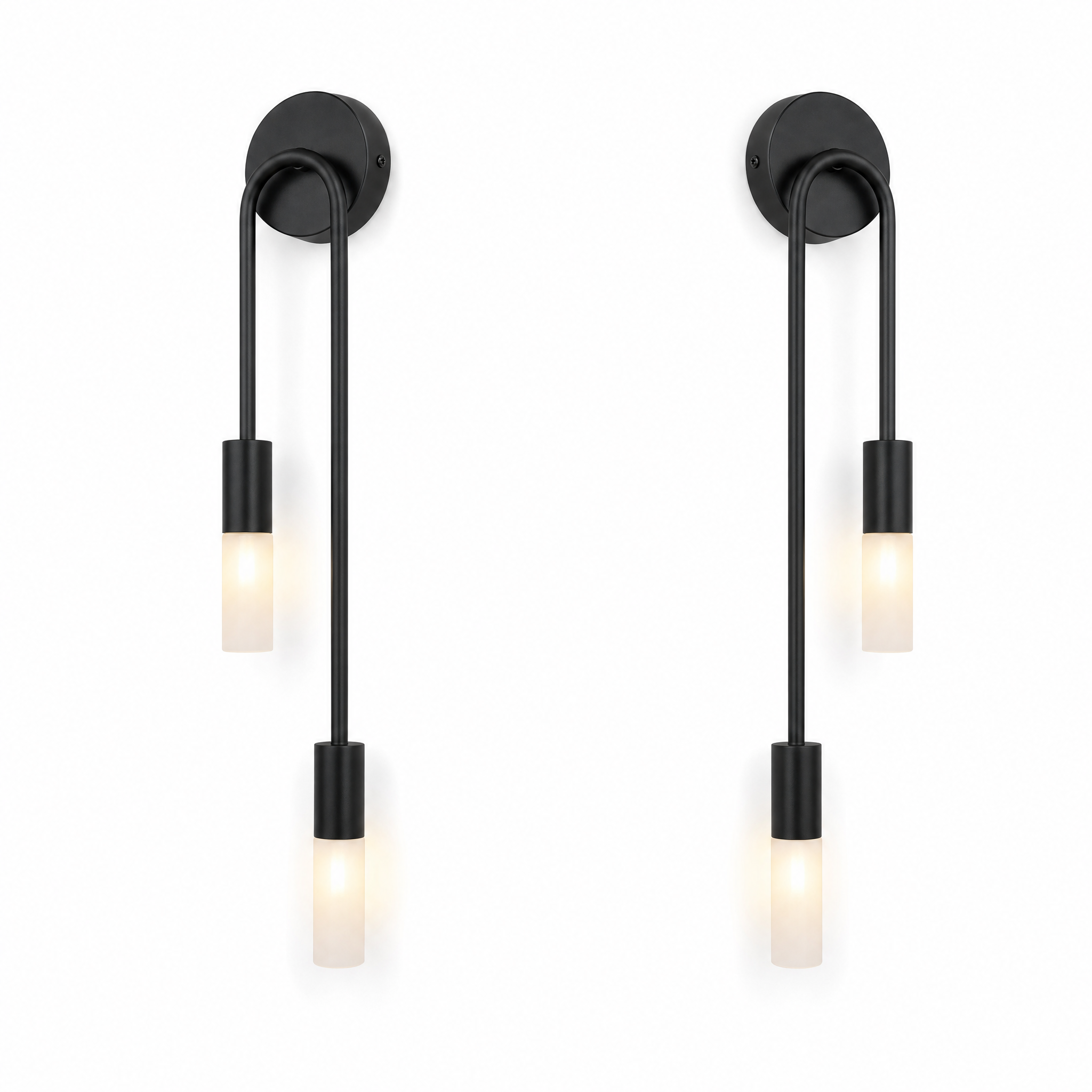 Black curved wall sconces matched pair