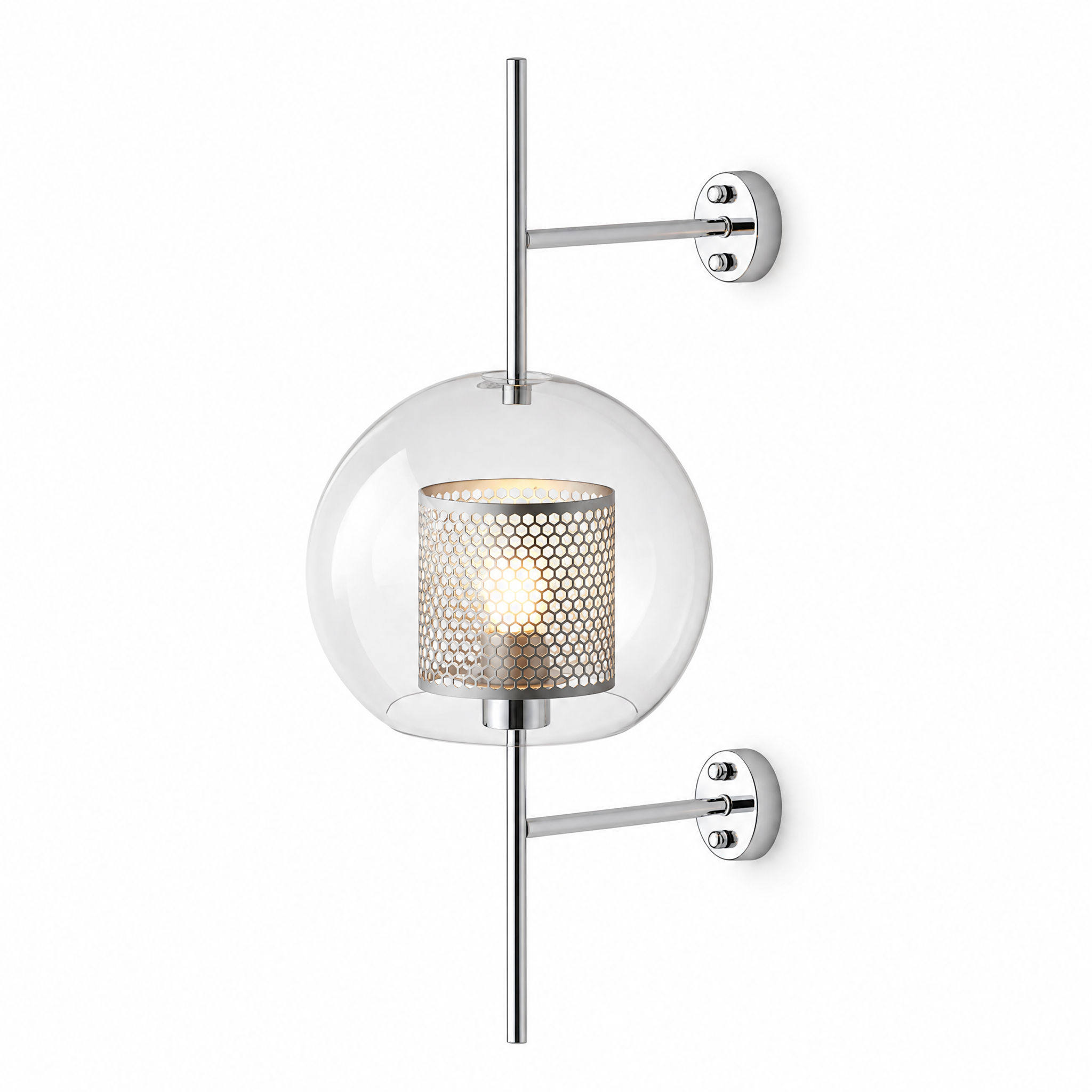 Alba Glass Wall Light - Style A globe, chrome - studio