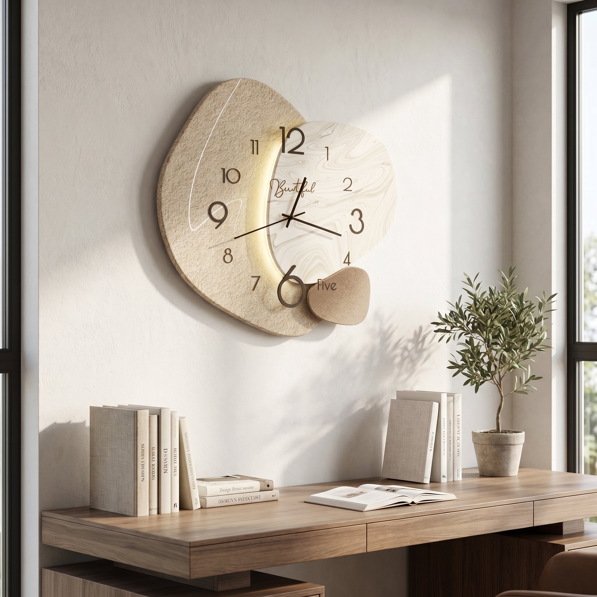 Wall clock - Abstract design above a home office desk