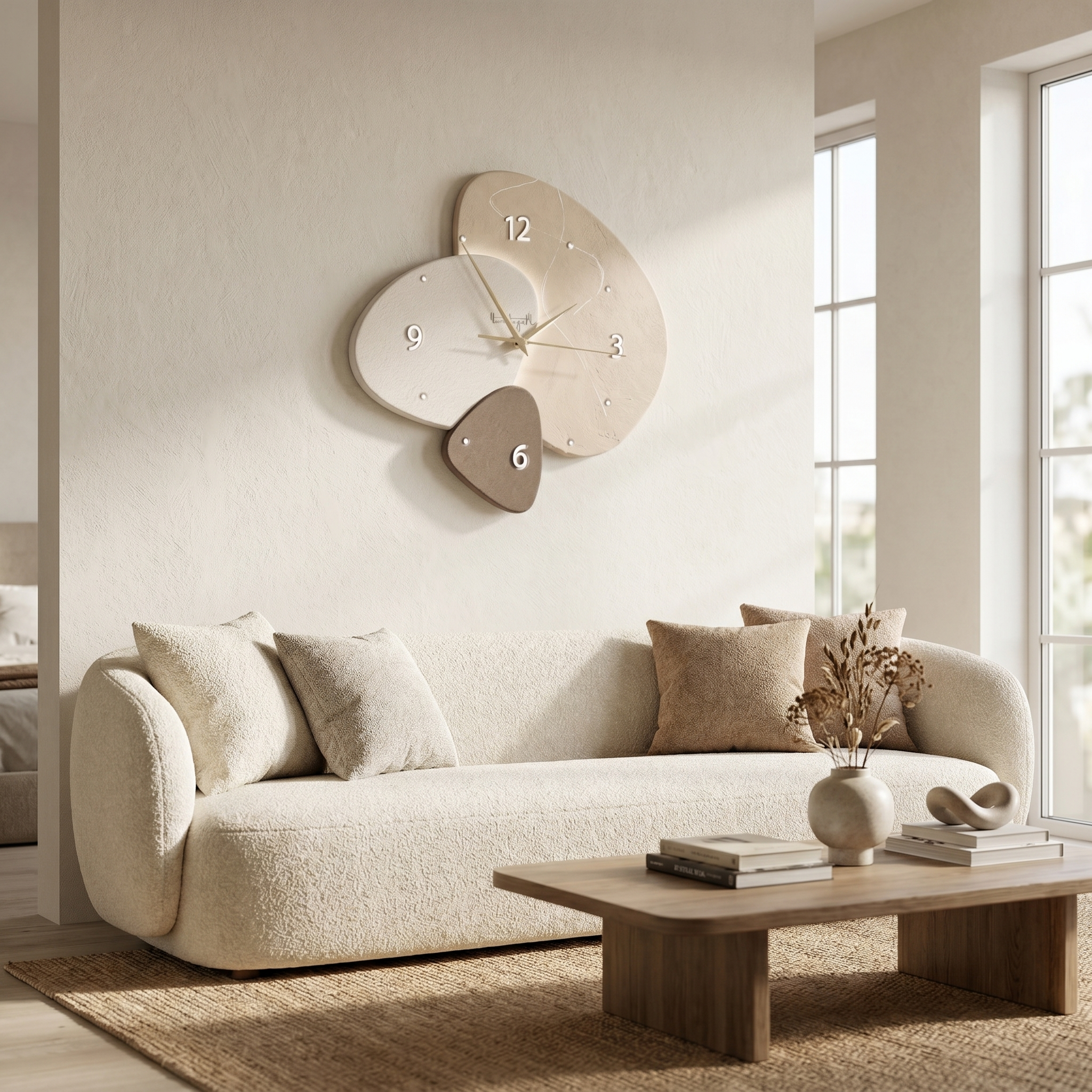 Wall clock - Modern design above a living room sofa