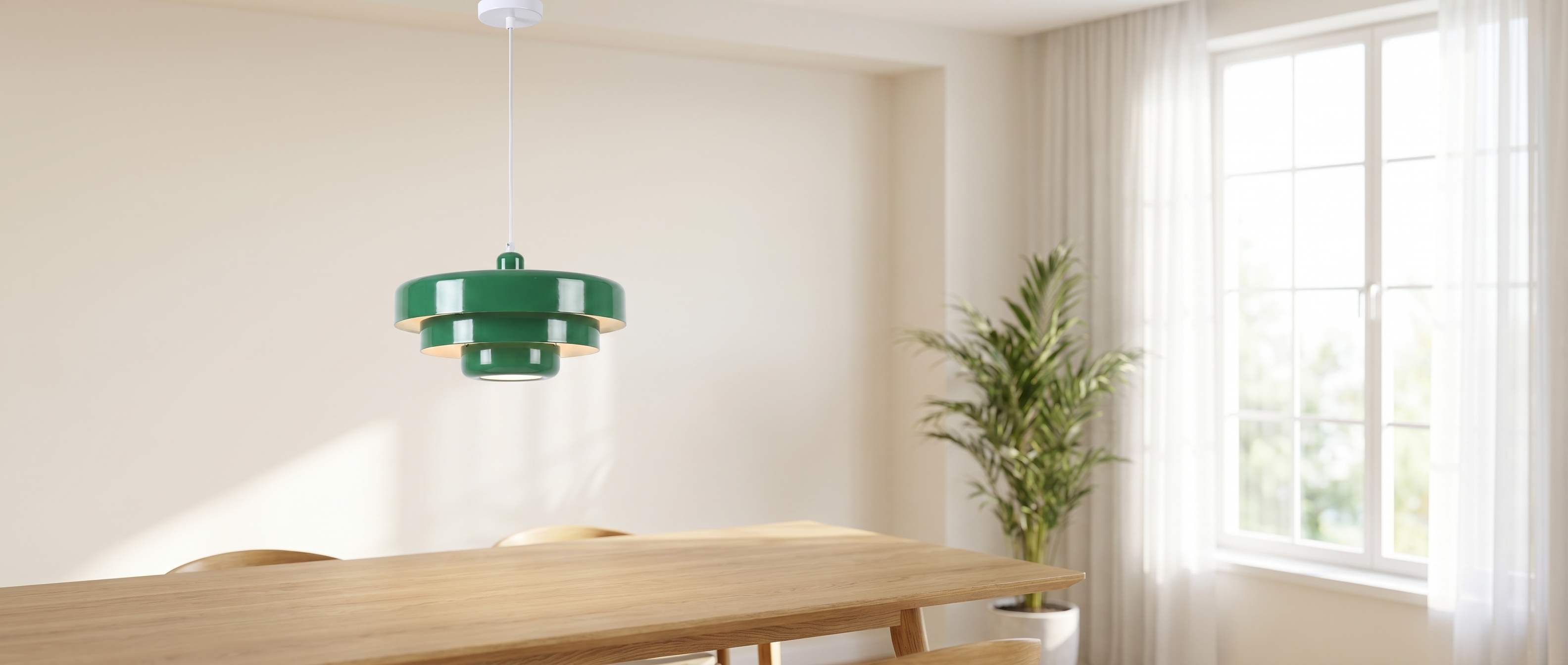 Confetto macaron pendant light in a bright dining room
