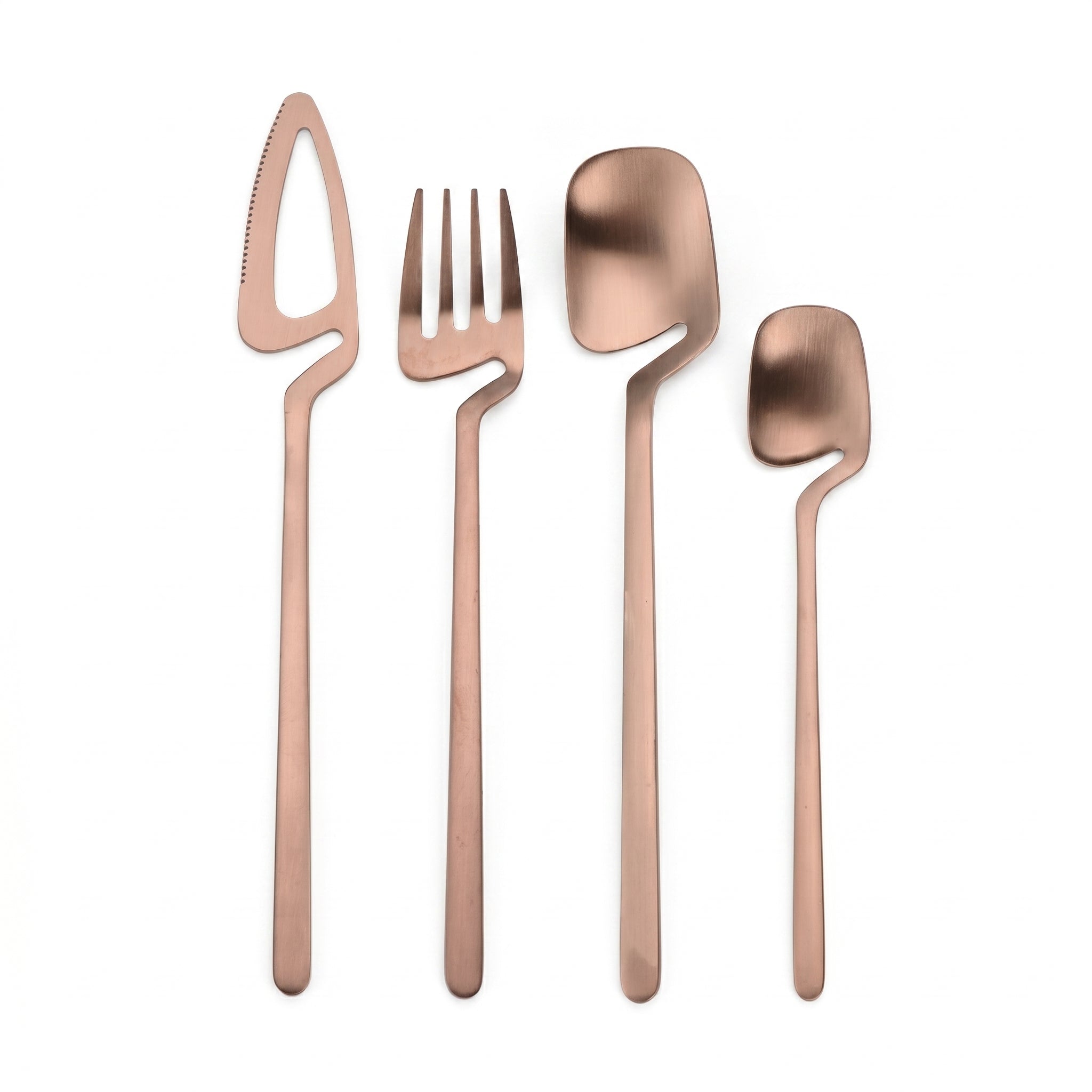 Linea sculptural skeleton cutlery set rose gold stainless steel