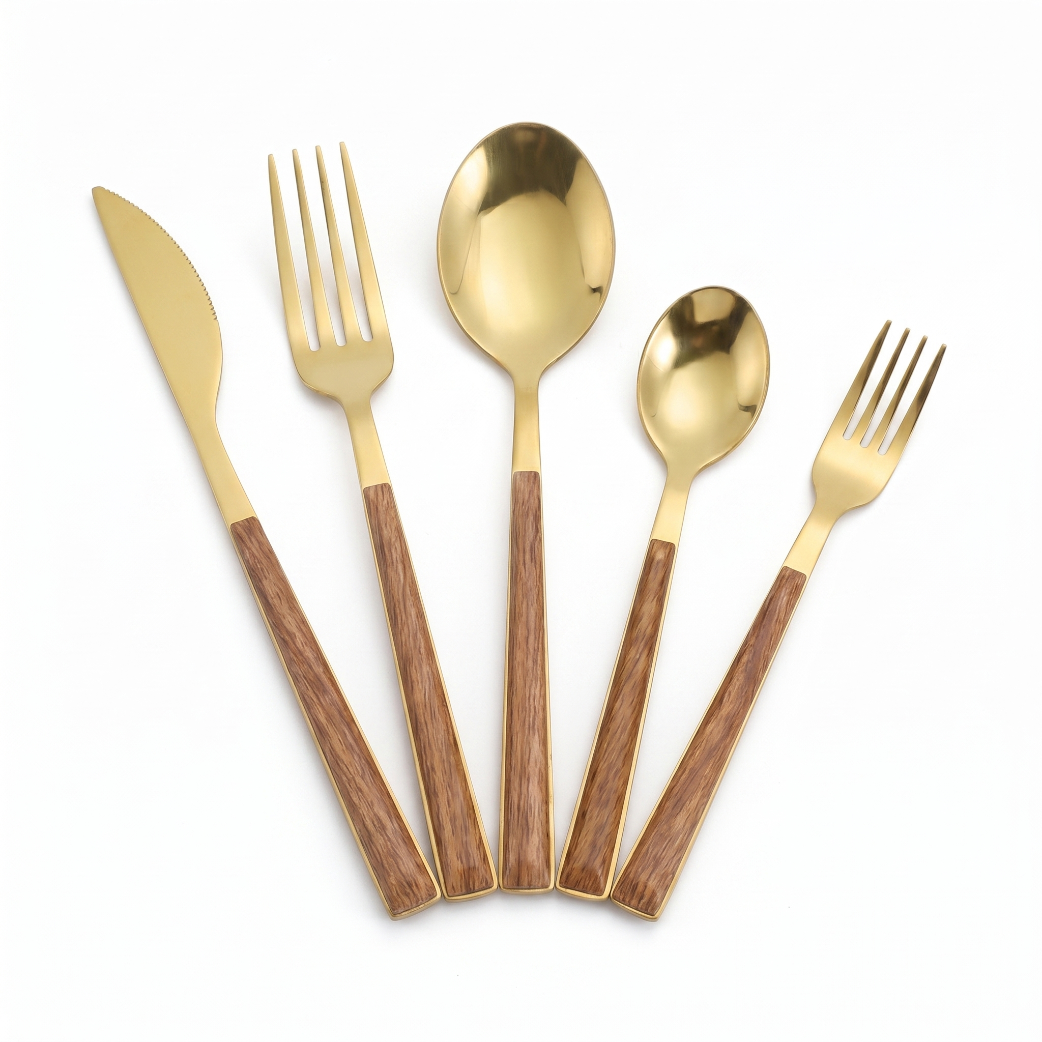 Nordica wood handle cutlery set gold stainless steel 30 piece