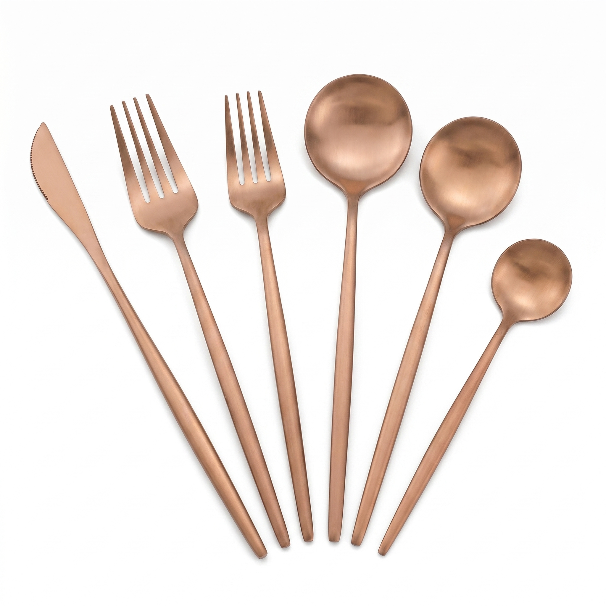 Mira matte rose gold minimalist cutlery set 30 piece flatware