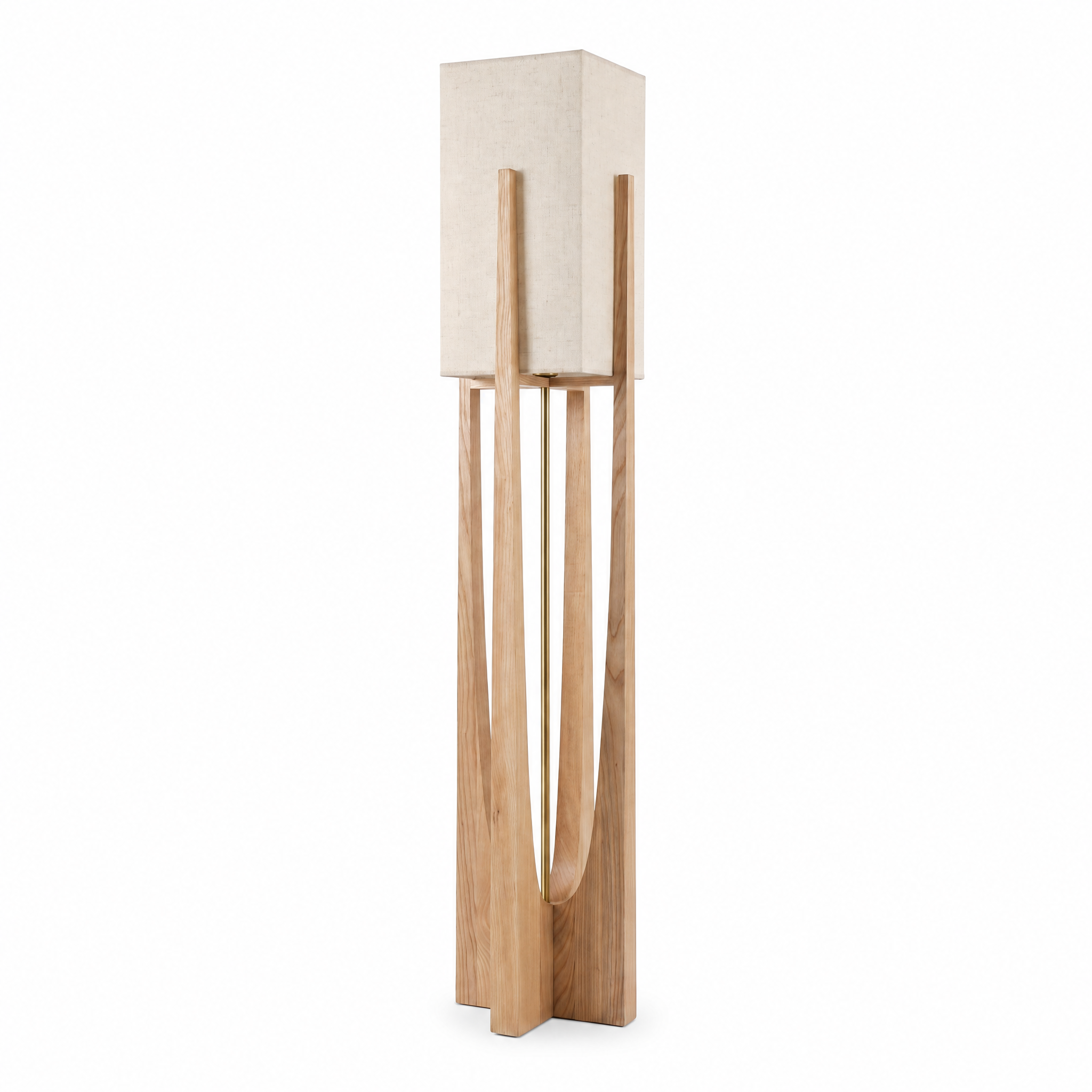 Slancio Sculptural Wood Floor Lamp in natural wood
