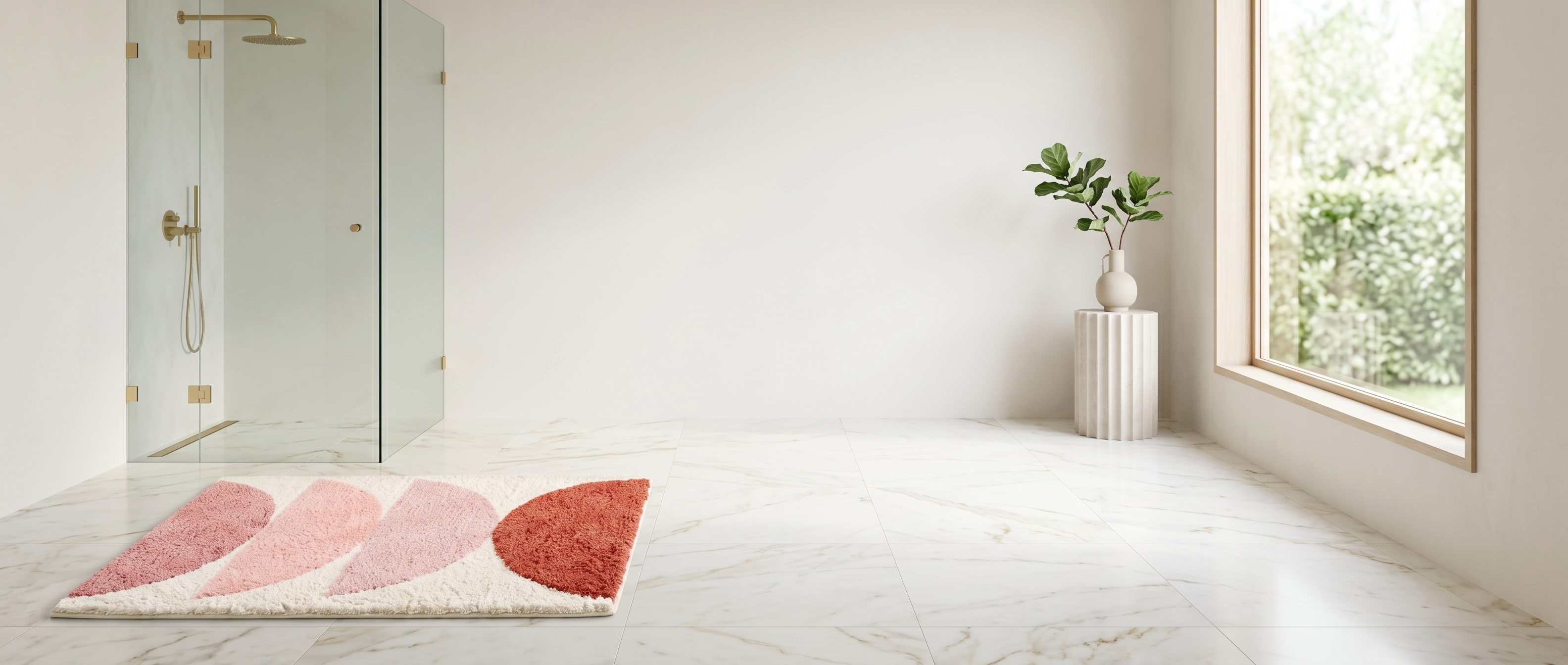 Velluria Plush Bath Mat styled in a modern bathroom