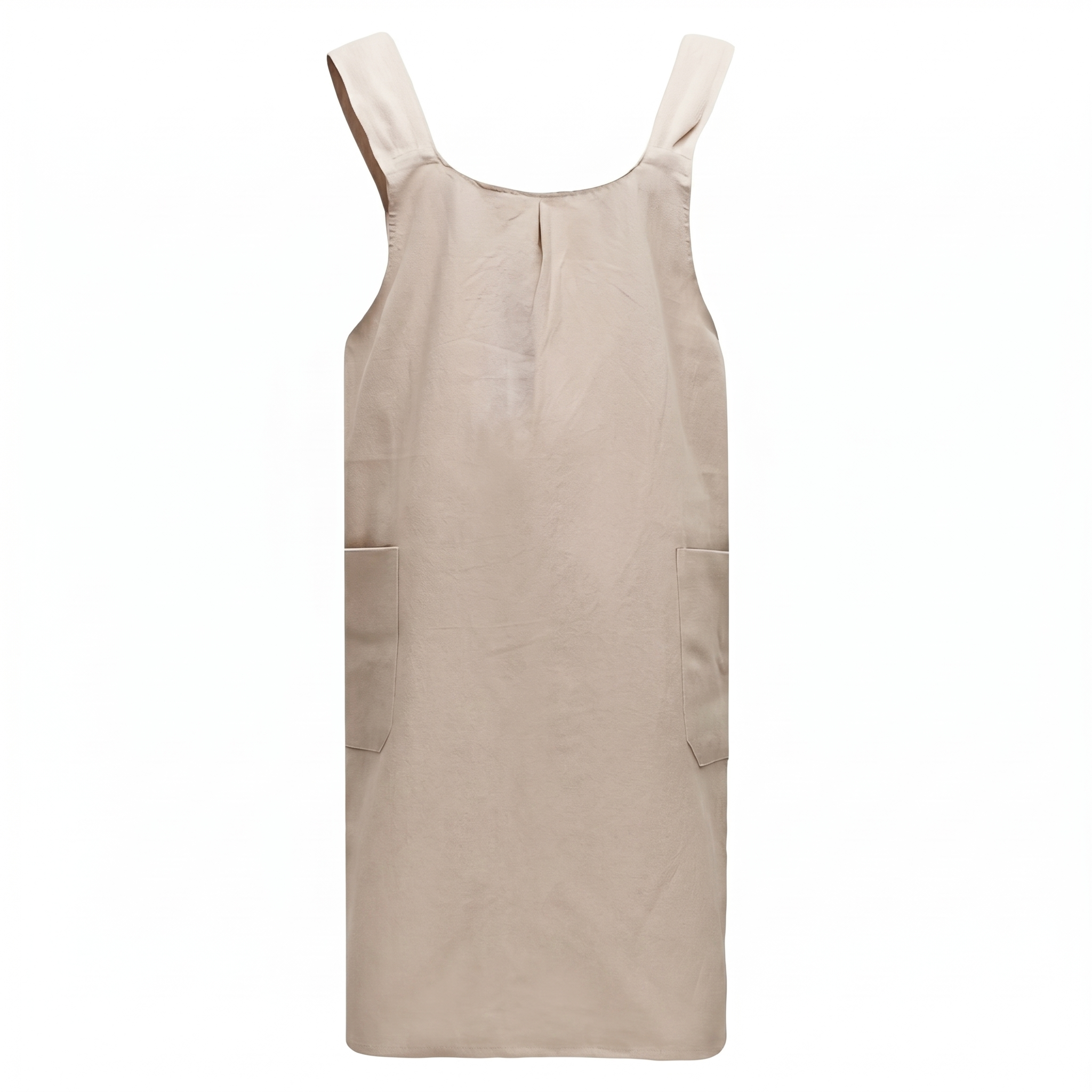 Salvia Cross-Back Apron Dress in beige