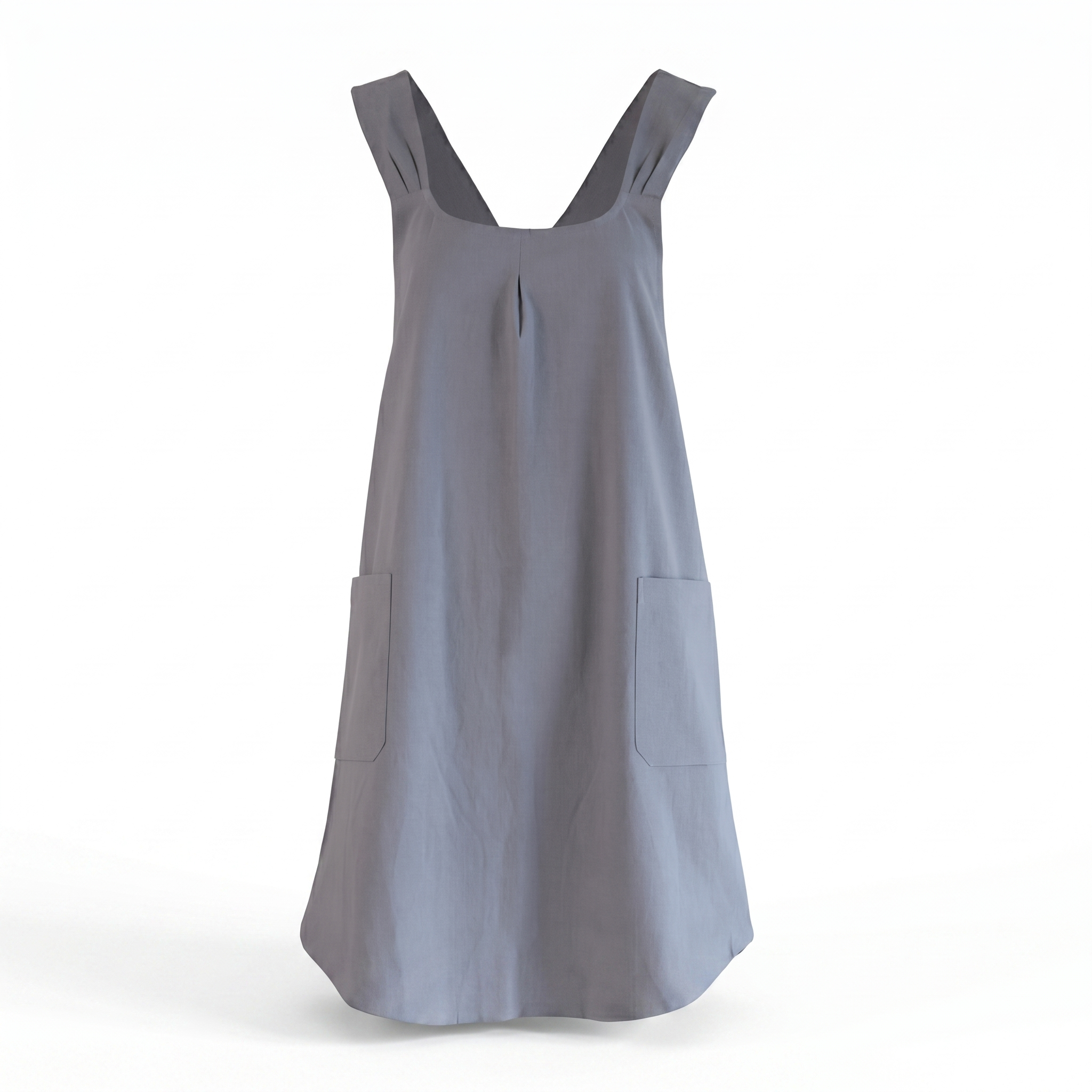 Salvia Cross-Back Apron Dress in gray