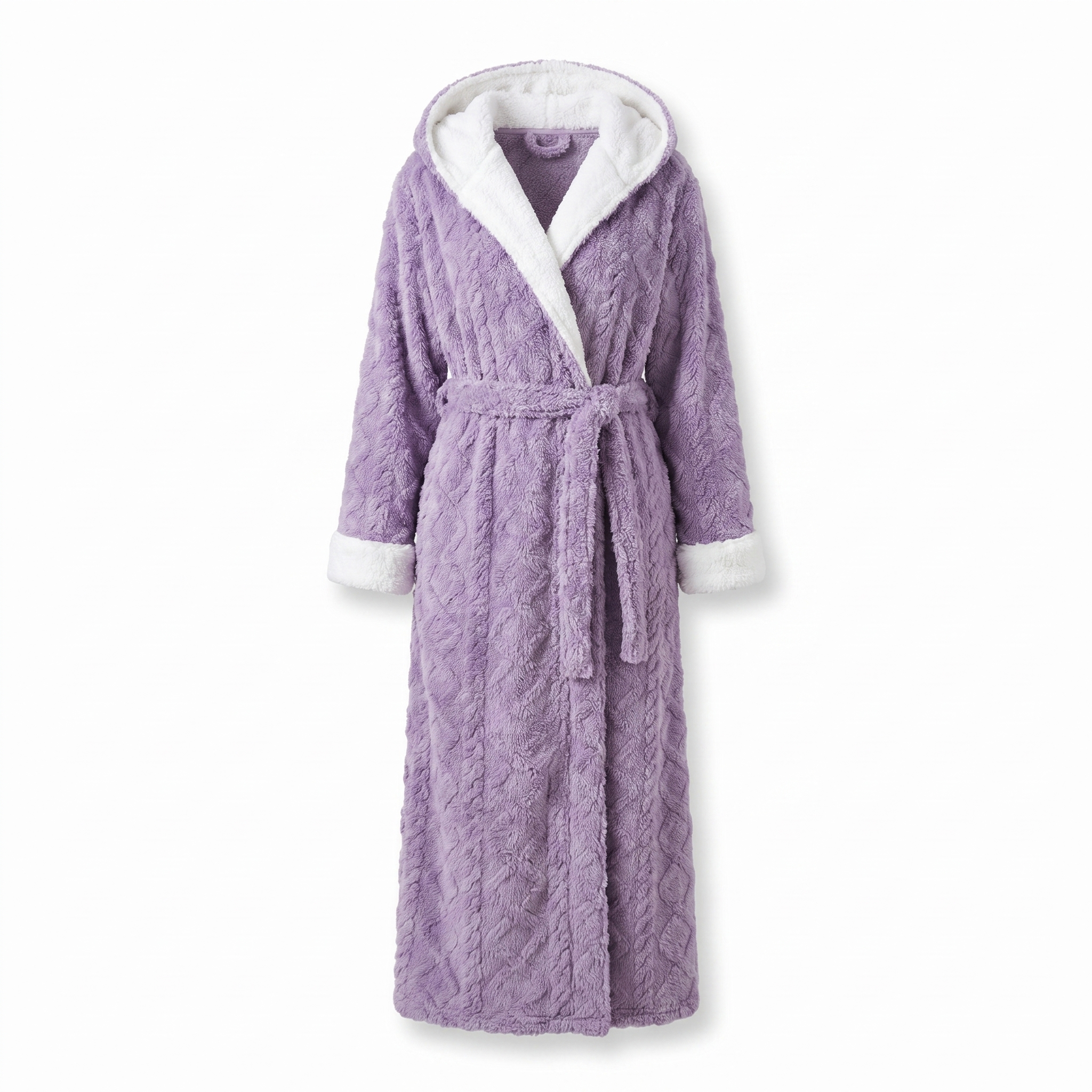 Nuvola Plush Hooded Robe in purple