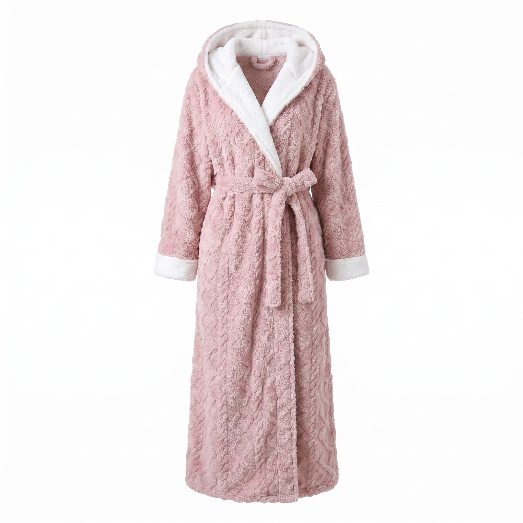 Nuvola Plush Hooded Robe in pink