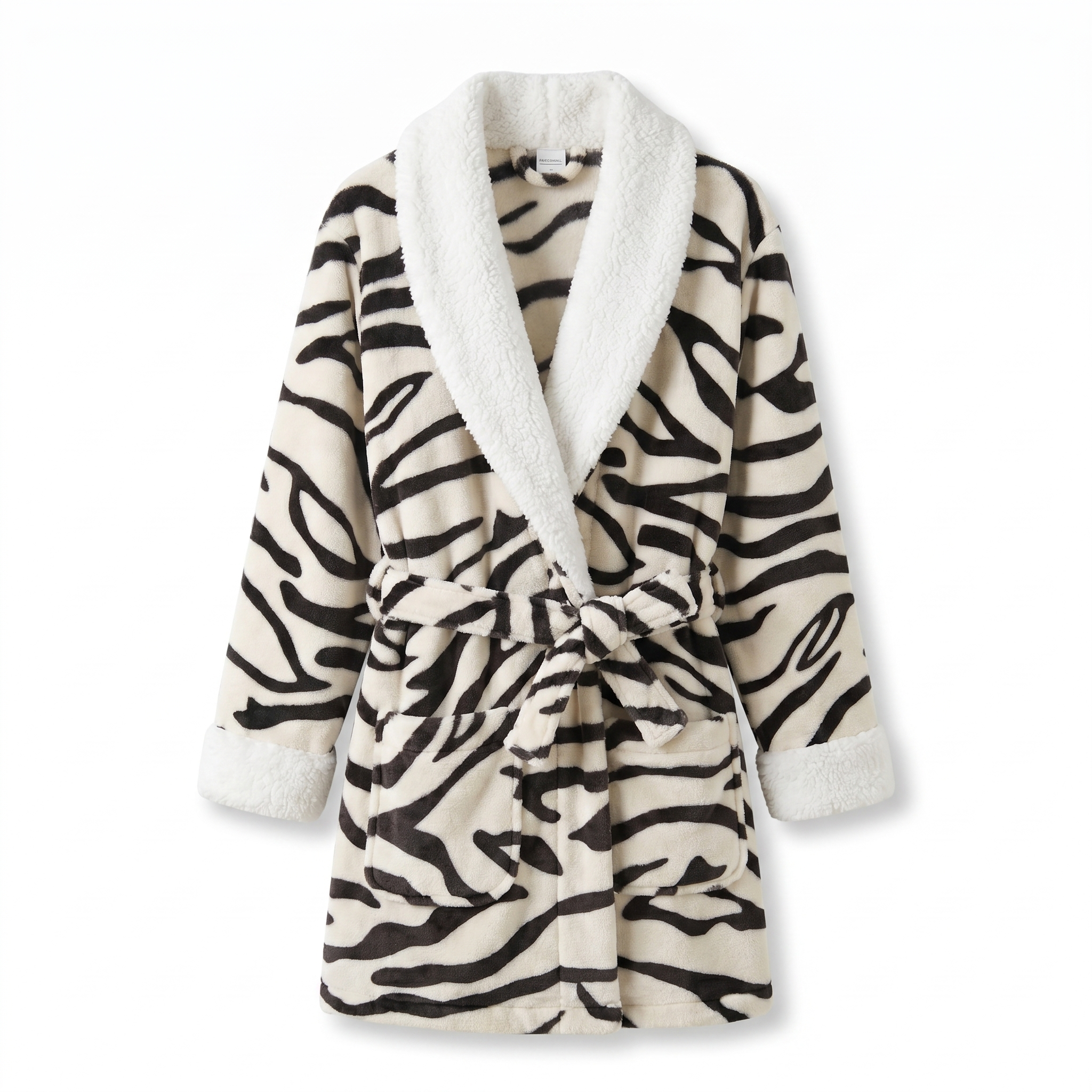 Soffice sherpa plush robe Black and White Stripes hero