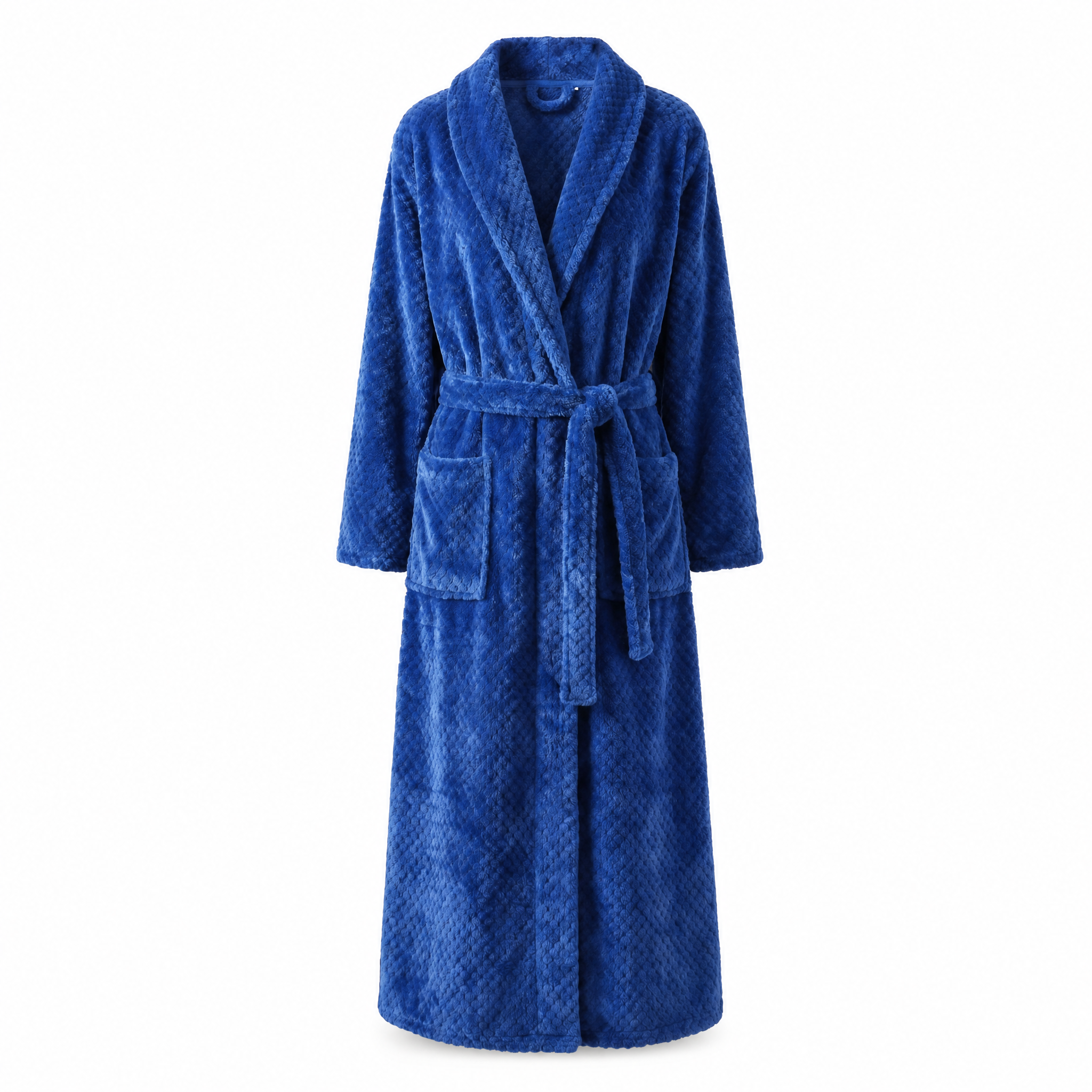 Abbraccio long shawl fleece robe Sapphire hero