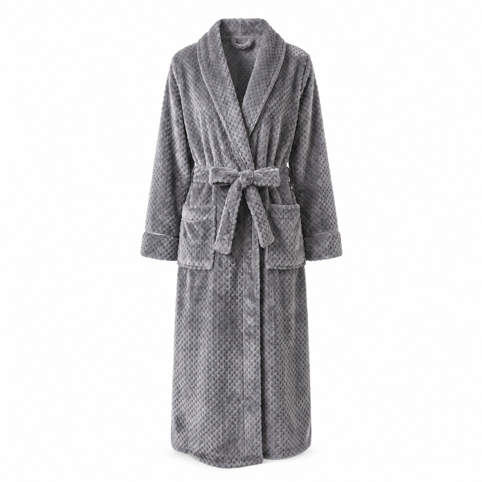 Abbraccio long shawl fleece robe Gray hero