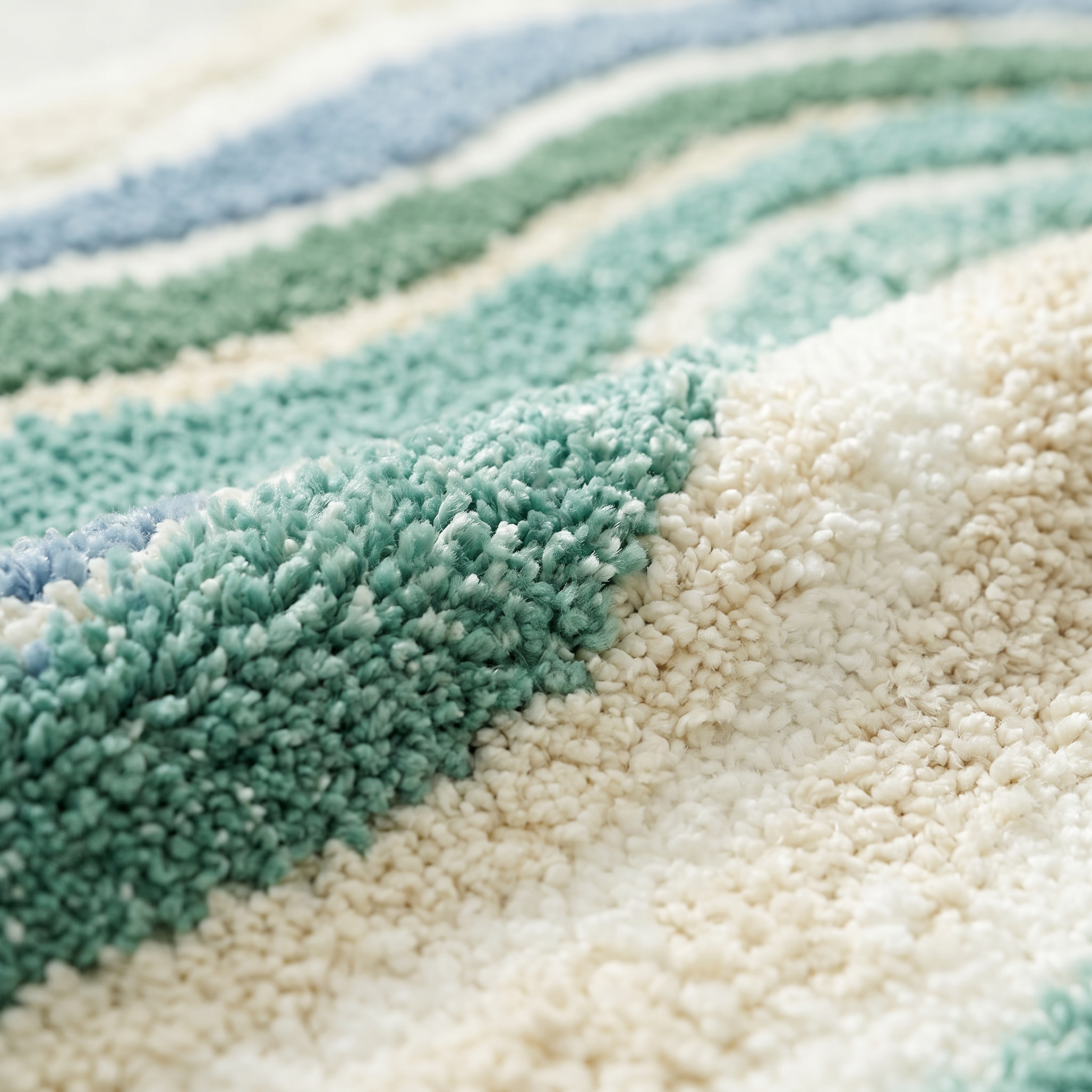 Plush ocean wave bath mat pile detail