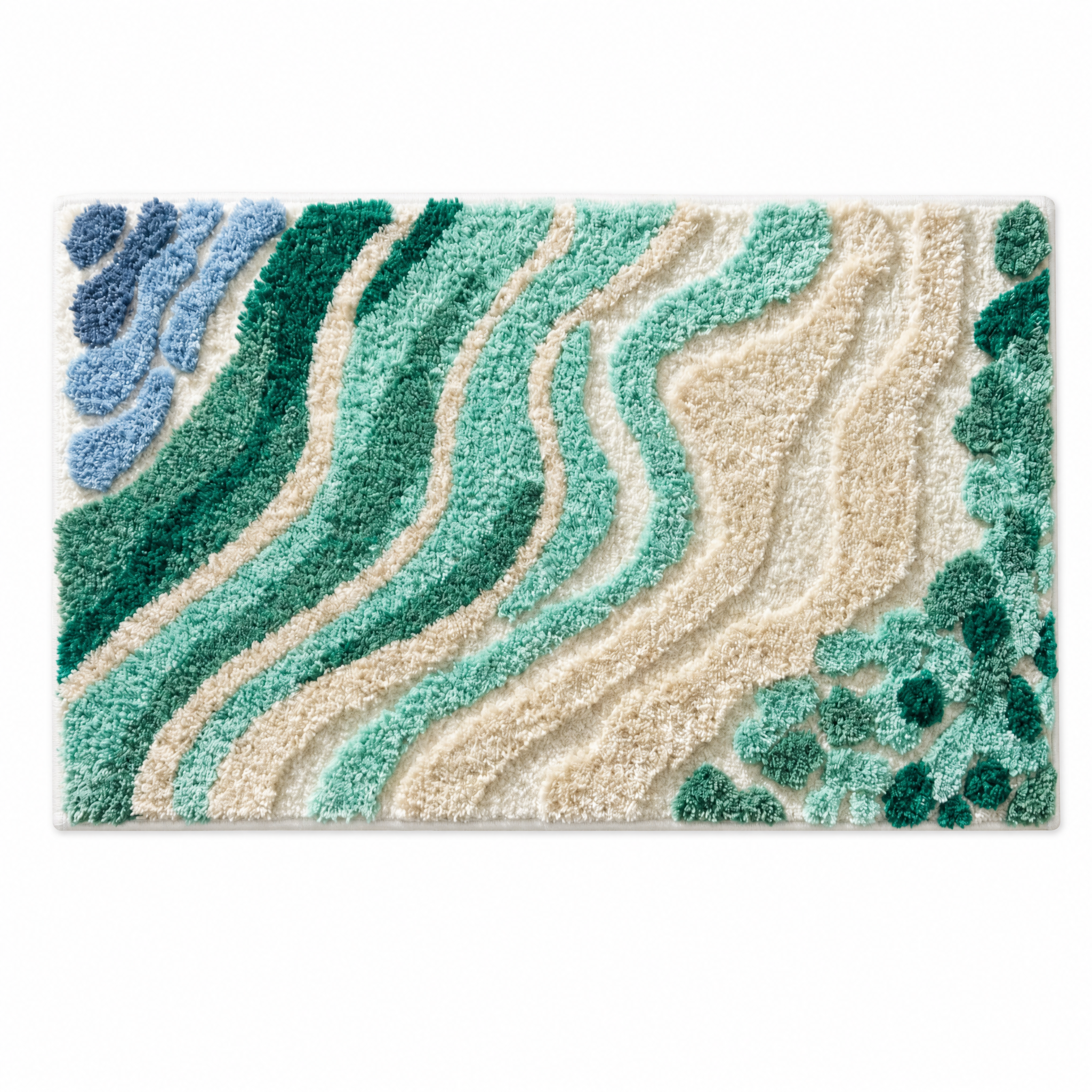 Onda ocean wavy tufted bath mat top view