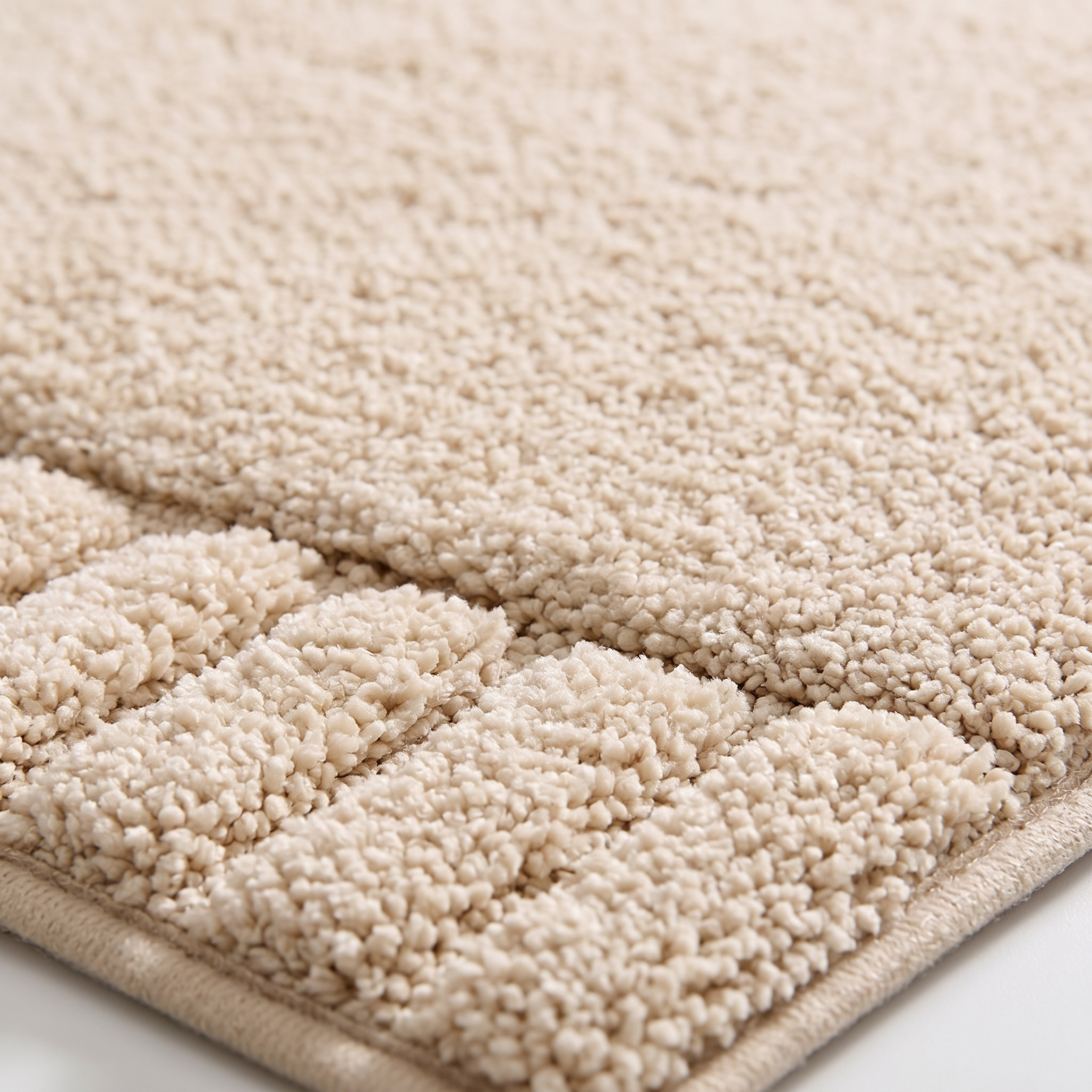 Plush flocked border bath mat texture detail
