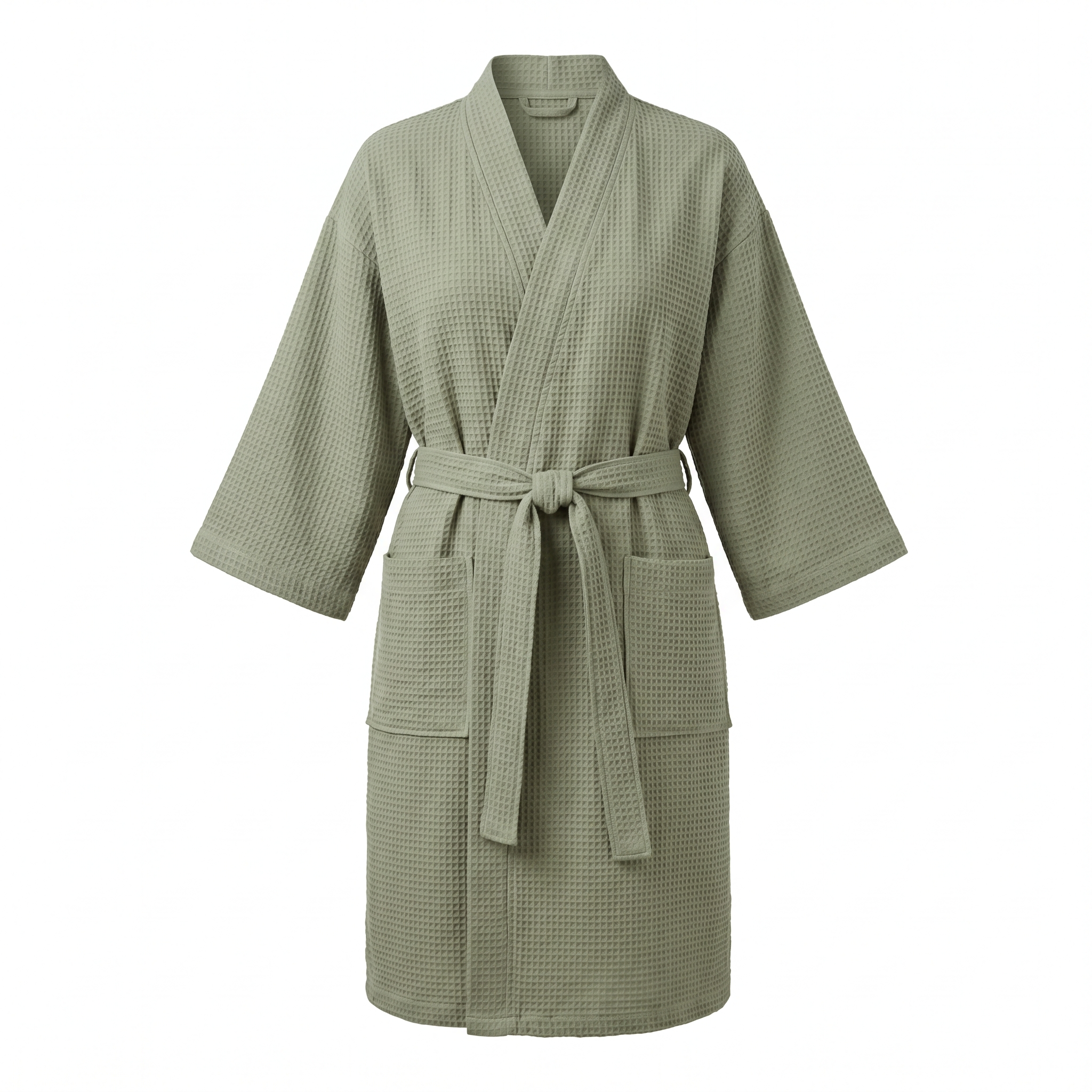 Joy waffle kimono robe Dusty Olive