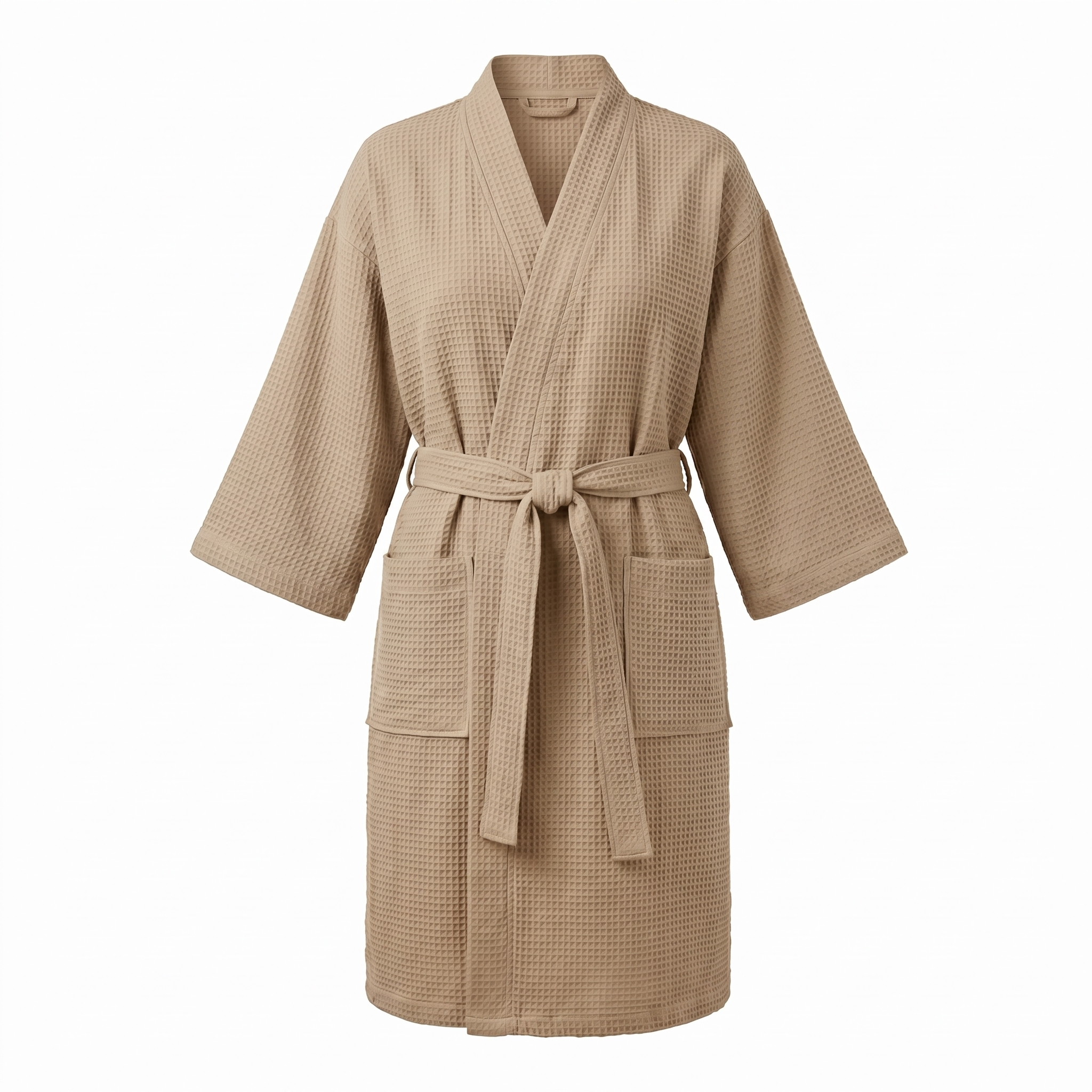 Joy waffle kimono robe Beige