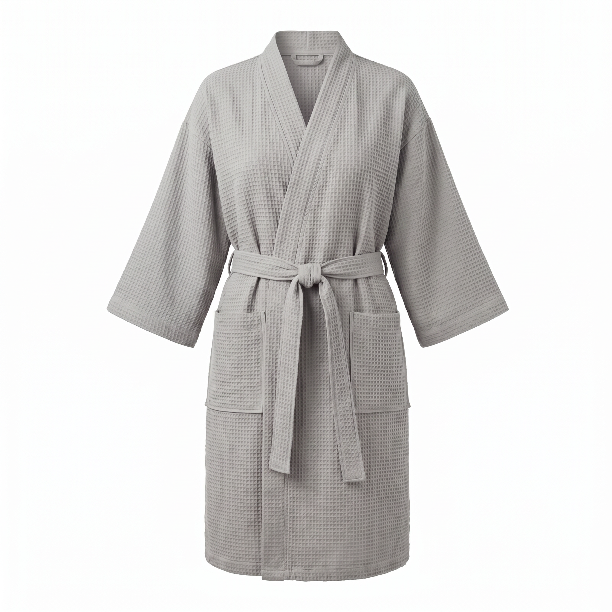 Joy waffle kimono robe Light Grey