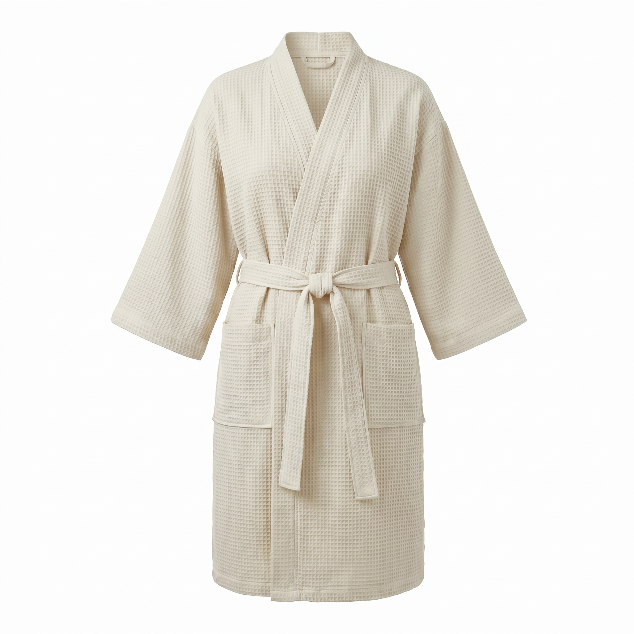 Joy waffle kimono robe White