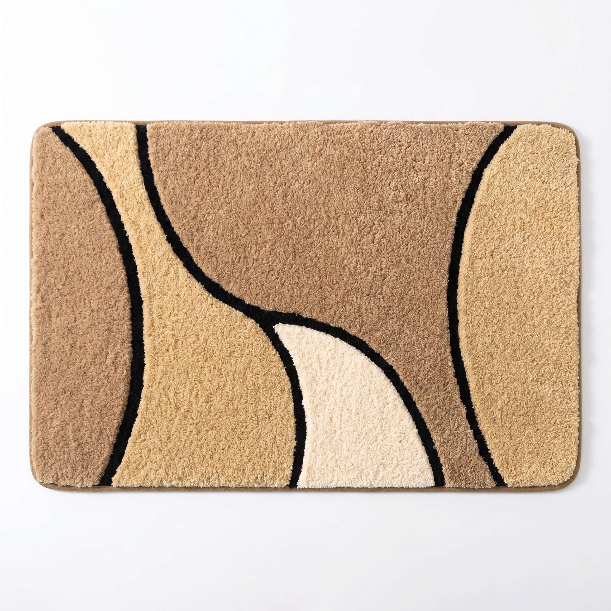 Marea Plush Wave Bath Mat in Sand Dune tan, studio hero