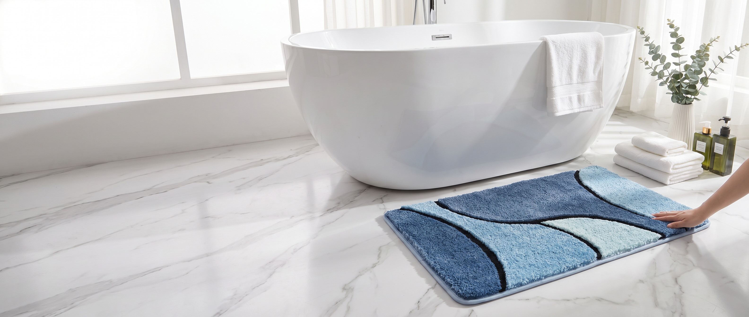 Marea Plush Wave Bath Mat banner