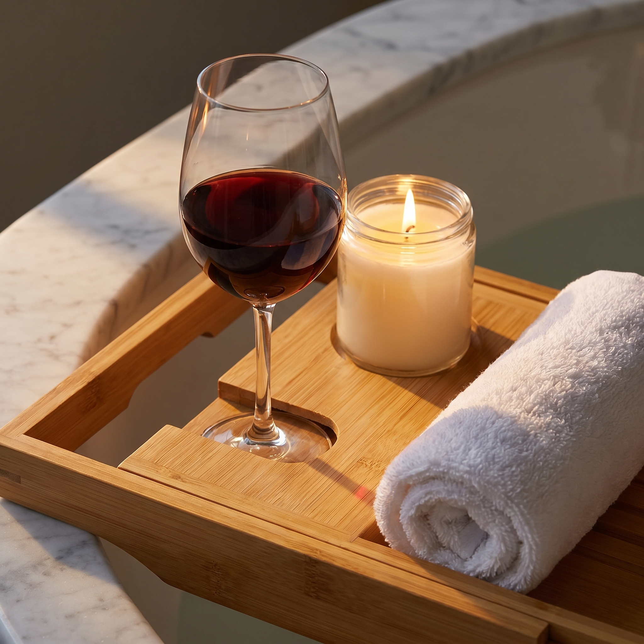Detail of the wine glass holder with a candle