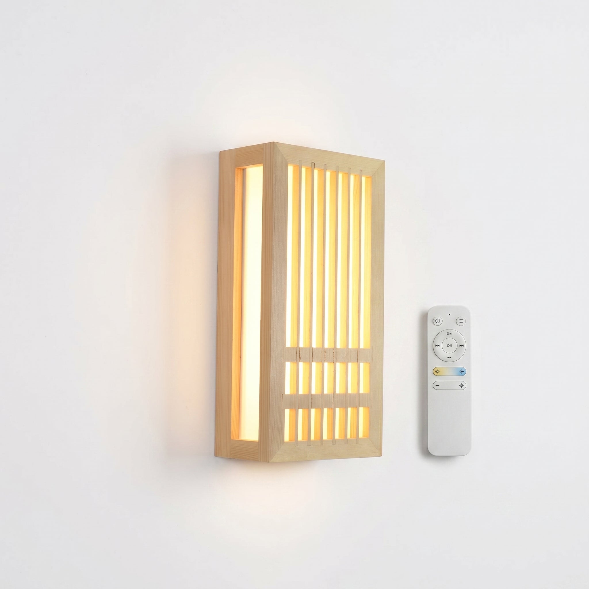 Luminara wall sconce with remote, infinitely dimmable