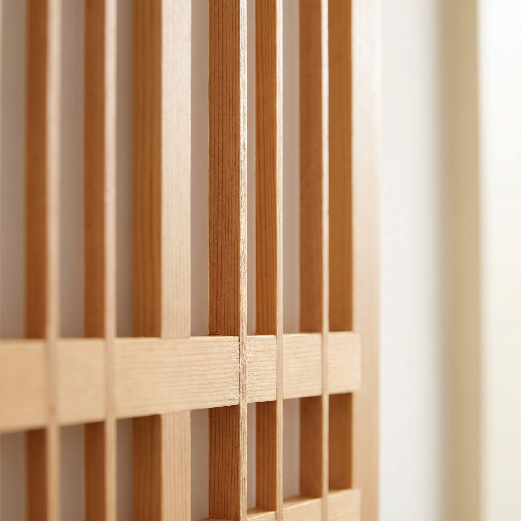 Close-up of the wood slats and lattice detail