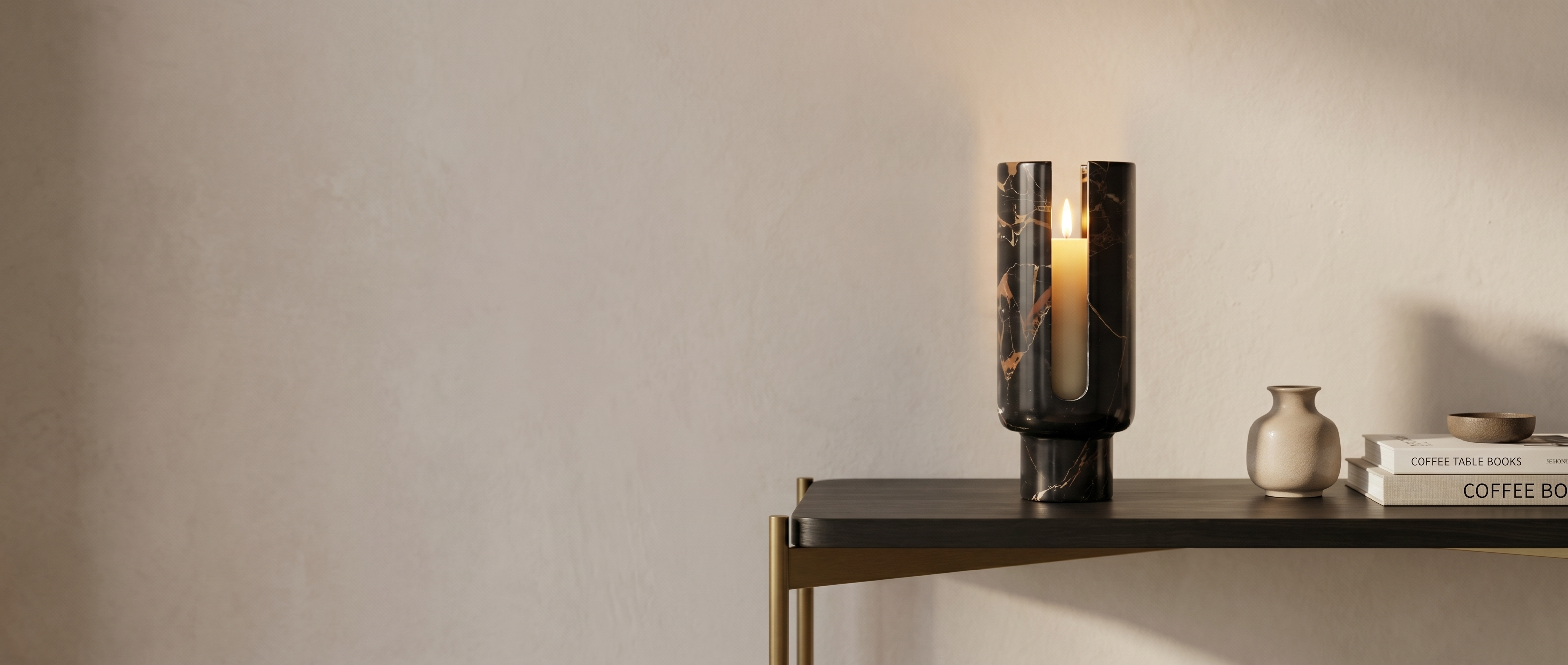 Vesta marble candle holder banner
