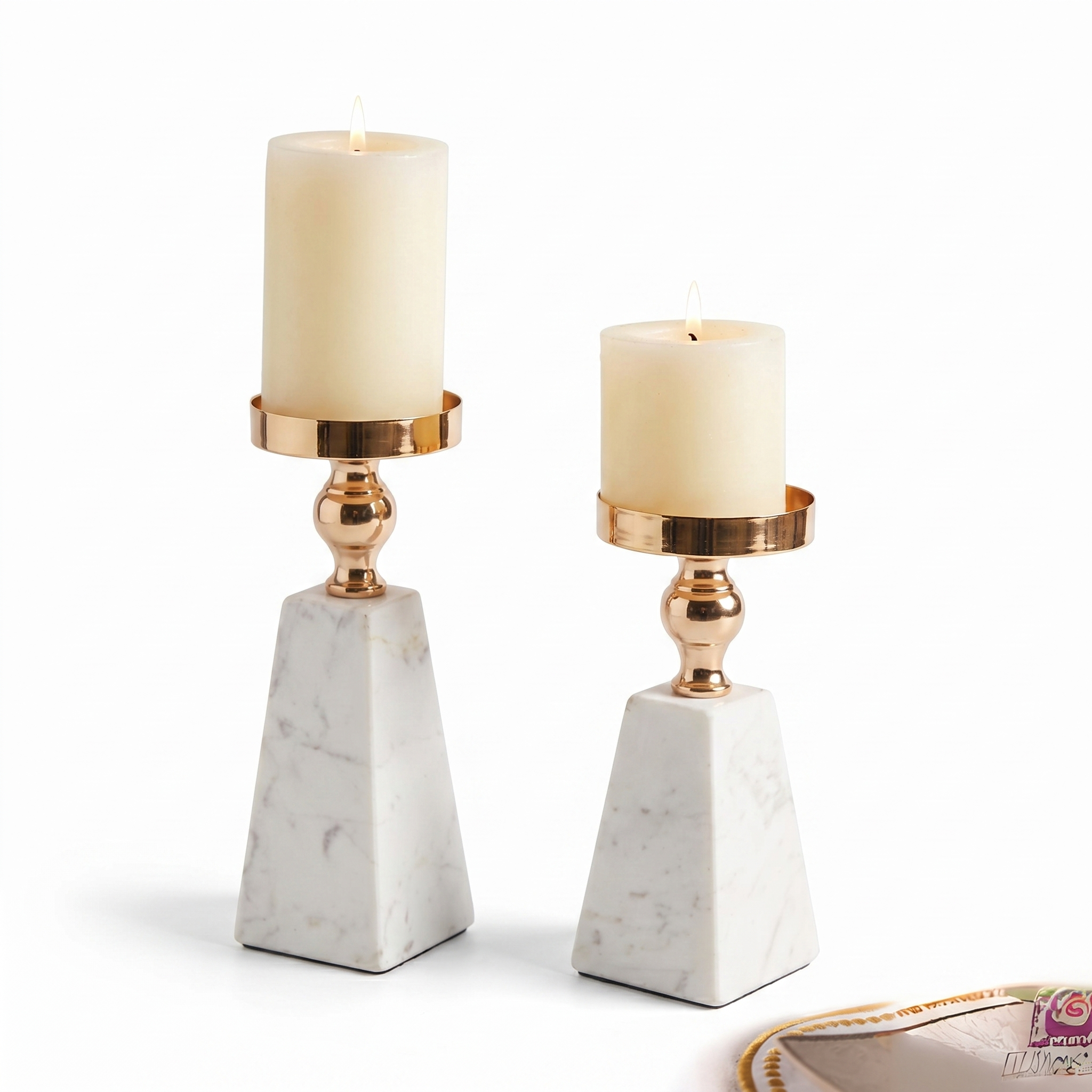 Aurea marble candle holders, both sizes together