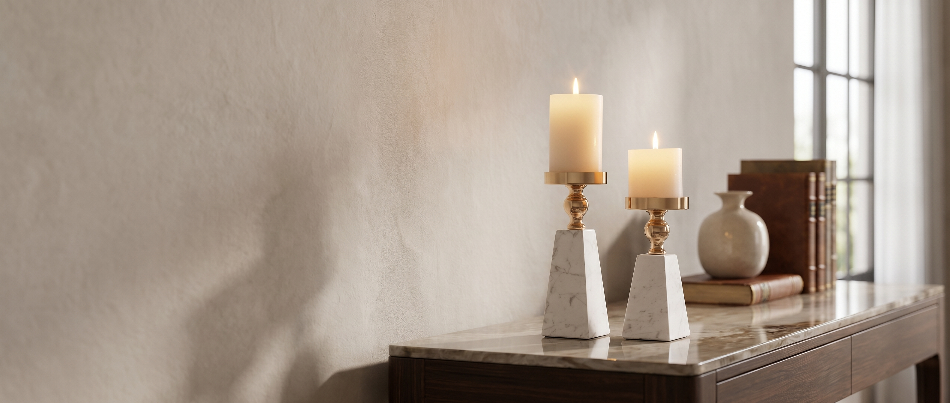 Aurea marble candle holder banner