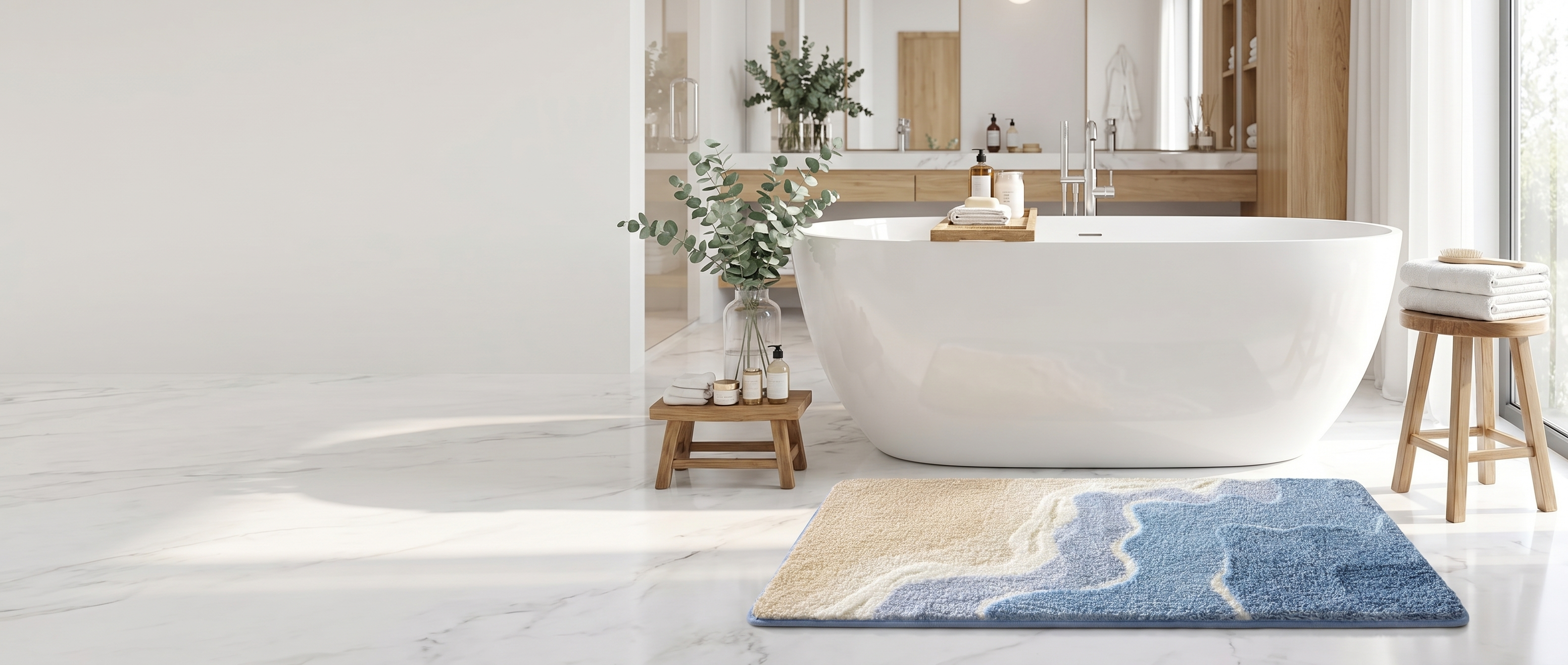 Riva coastal bath mat banner