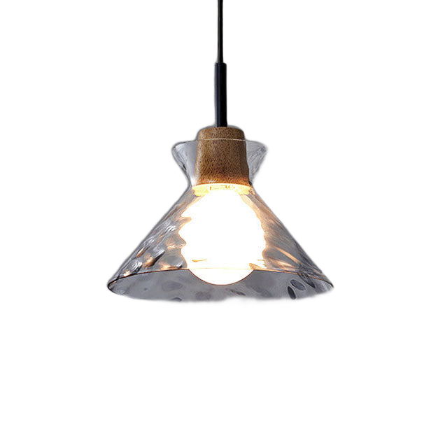 Chiara rippled glass cone pendant