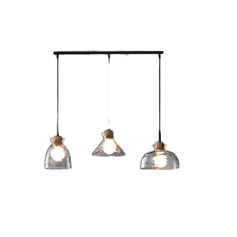 Chiara rippled glass 3-light linear pendant
