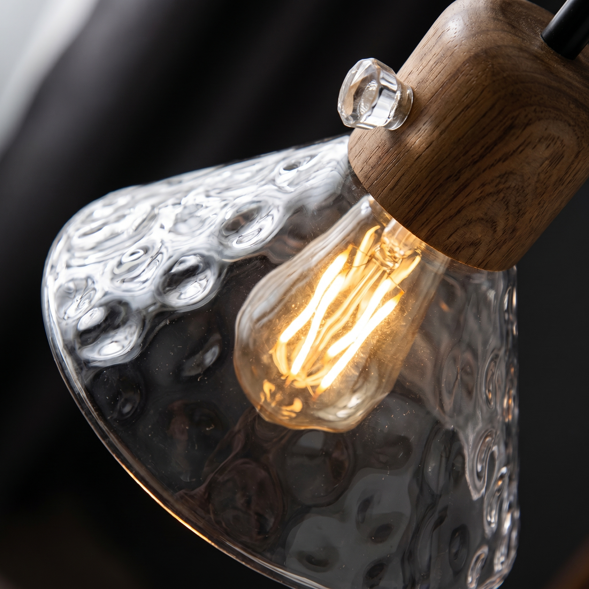 Chiara rippled glass and wood detail