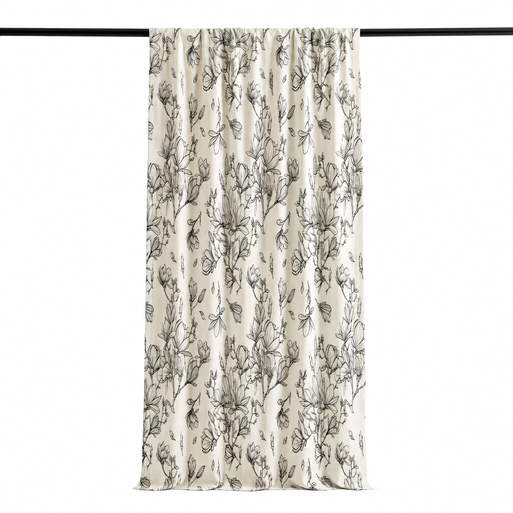 Belfiore Floral Blackout Curtain panel on pure white