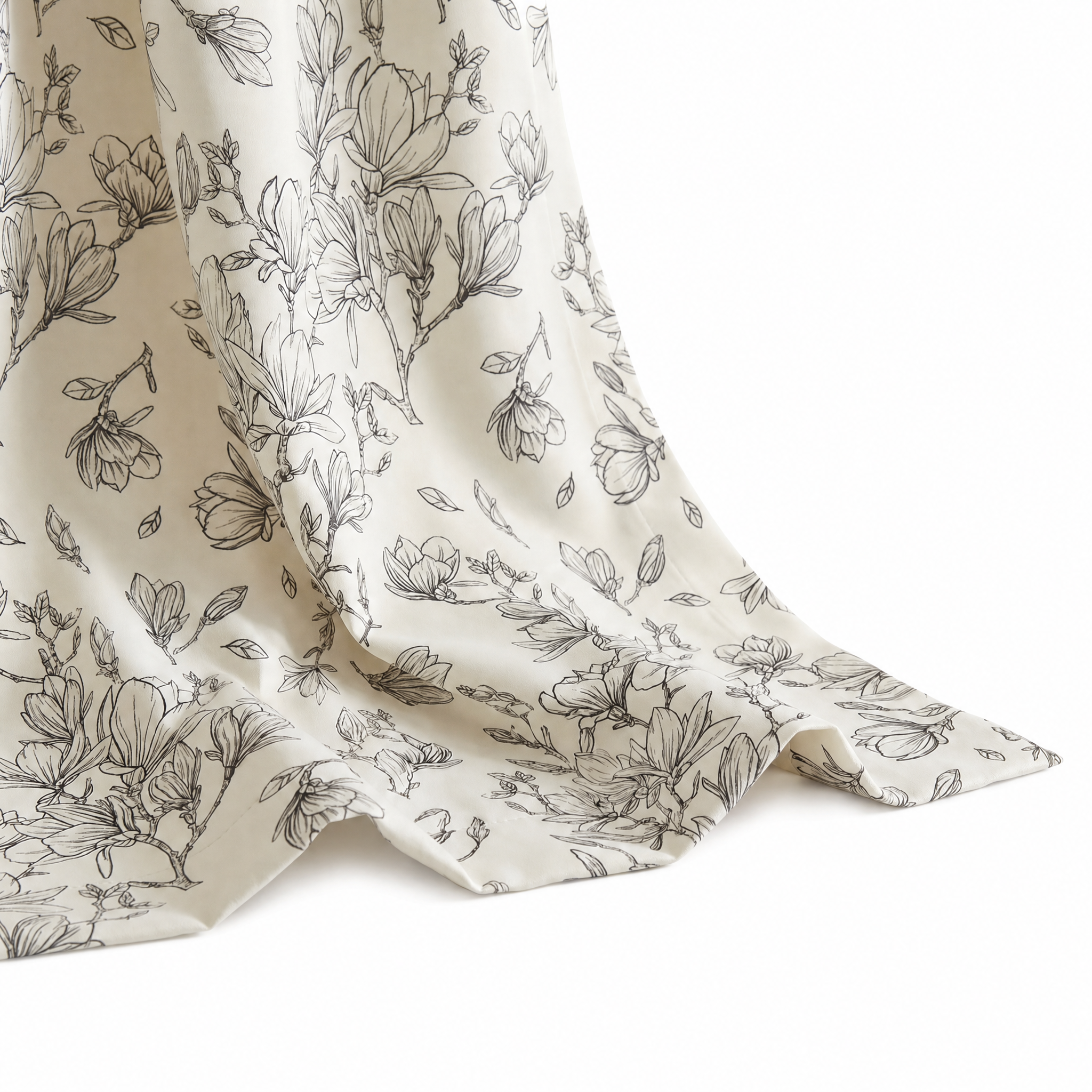 Belfiore Floral Blackout Curtain draped on pure white
