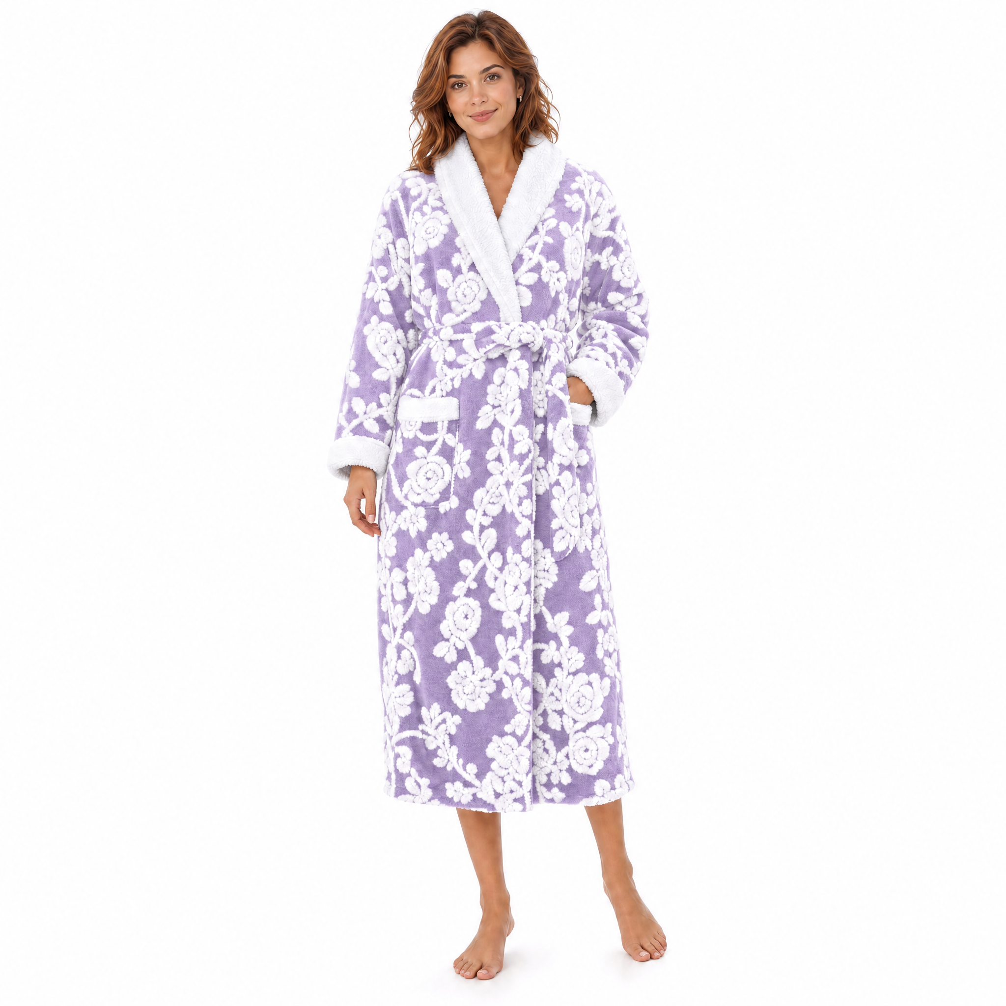 Amorosa Floral Jacquard Robe Lavender Bliss
