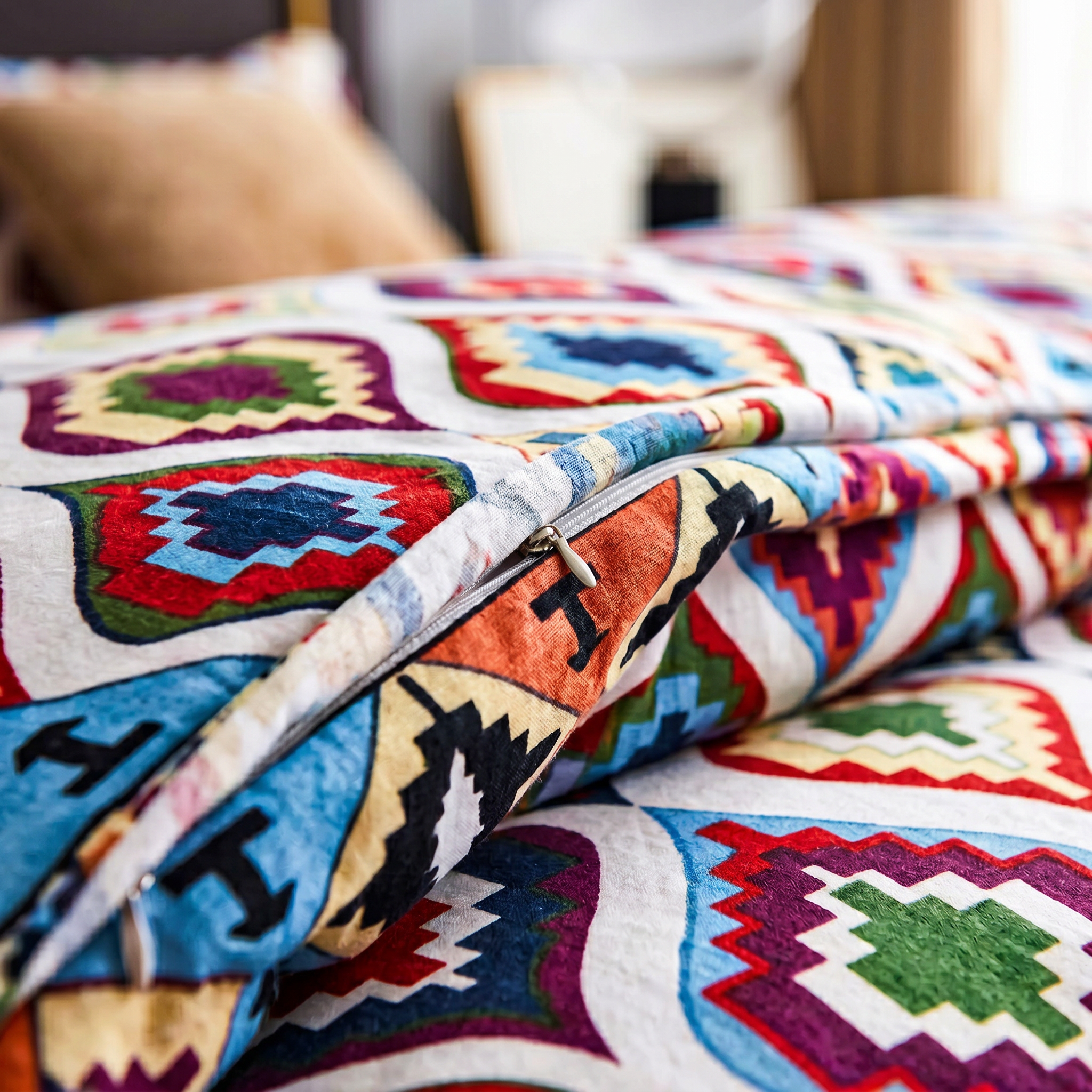 Carovana woven tribal fabric detail