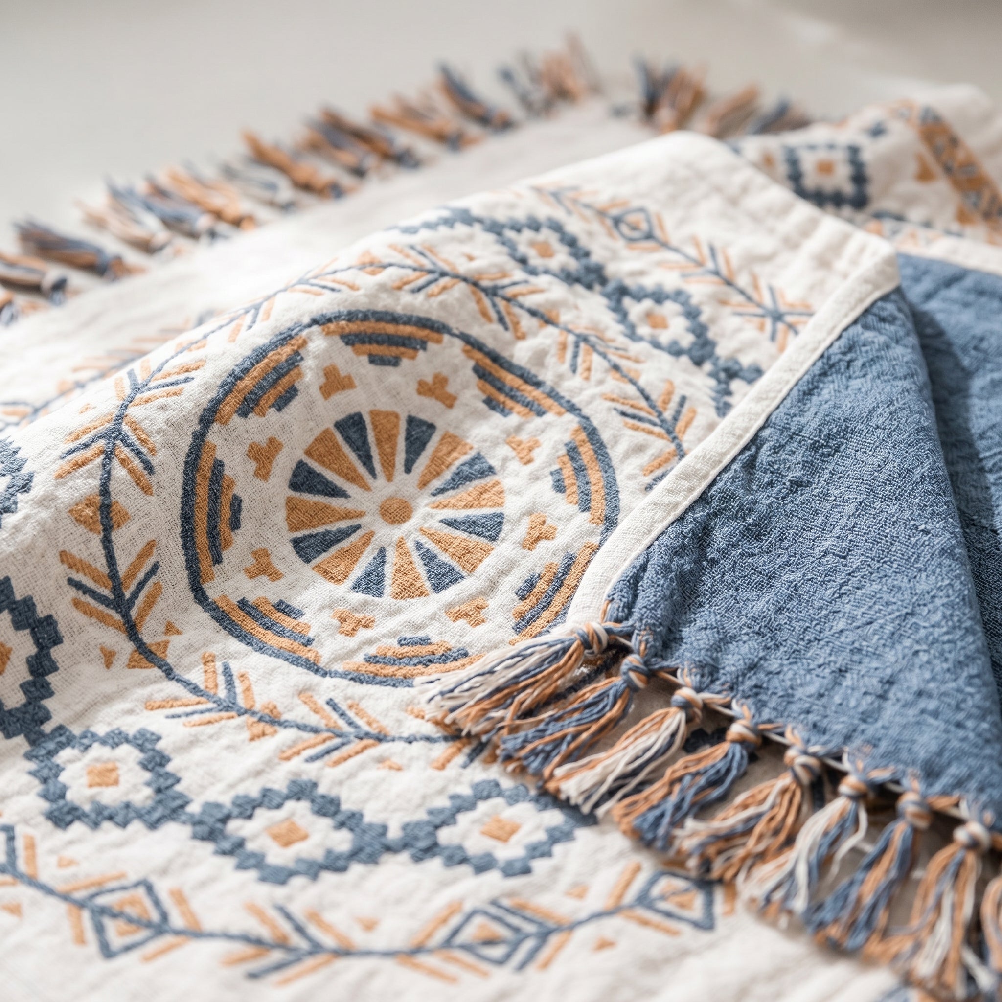 Amalfi Boho Mandala Cotton Throw fabric detail
