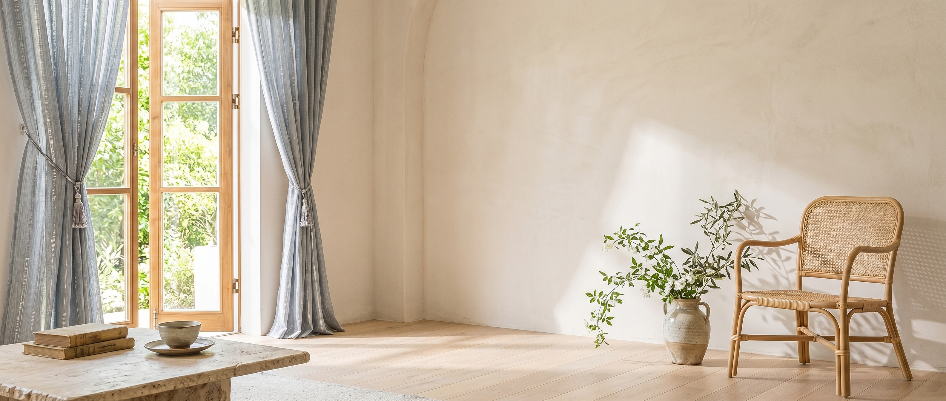 Brezza Sheer Tassel Curtain living room banner