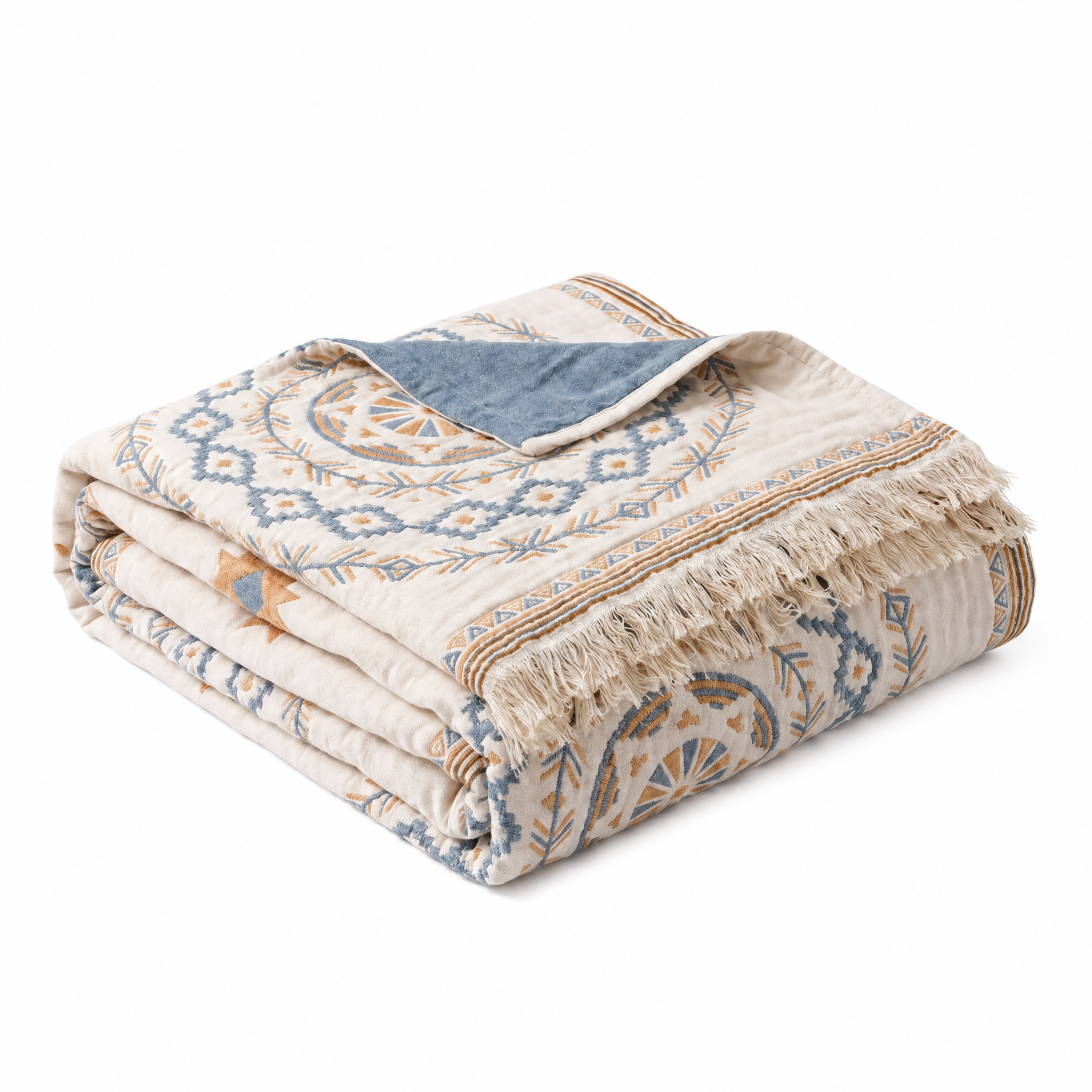 Amalfi Boho Mandala Cotton Throw folded