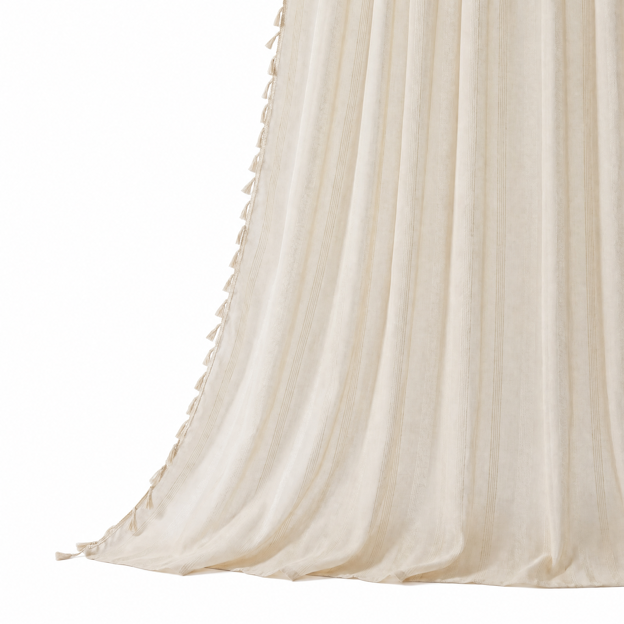 Brezza Sheer Tassel Curtain Beige panel