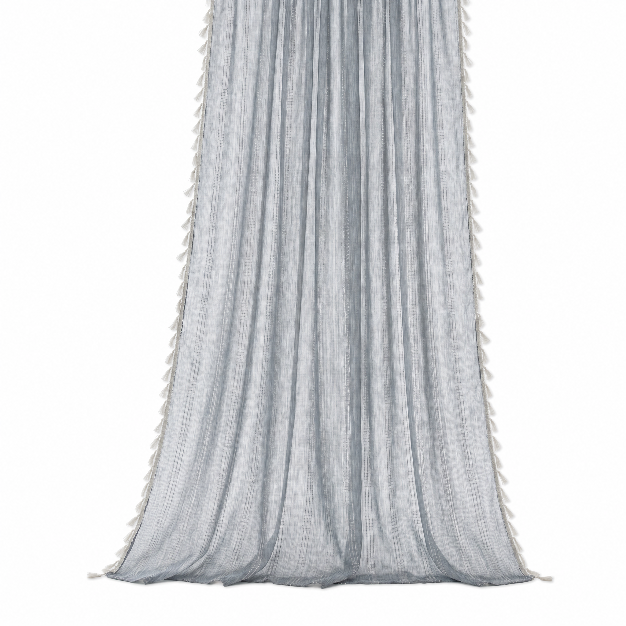 Brezza Sheer Tassel Curtain Gray Blue panel