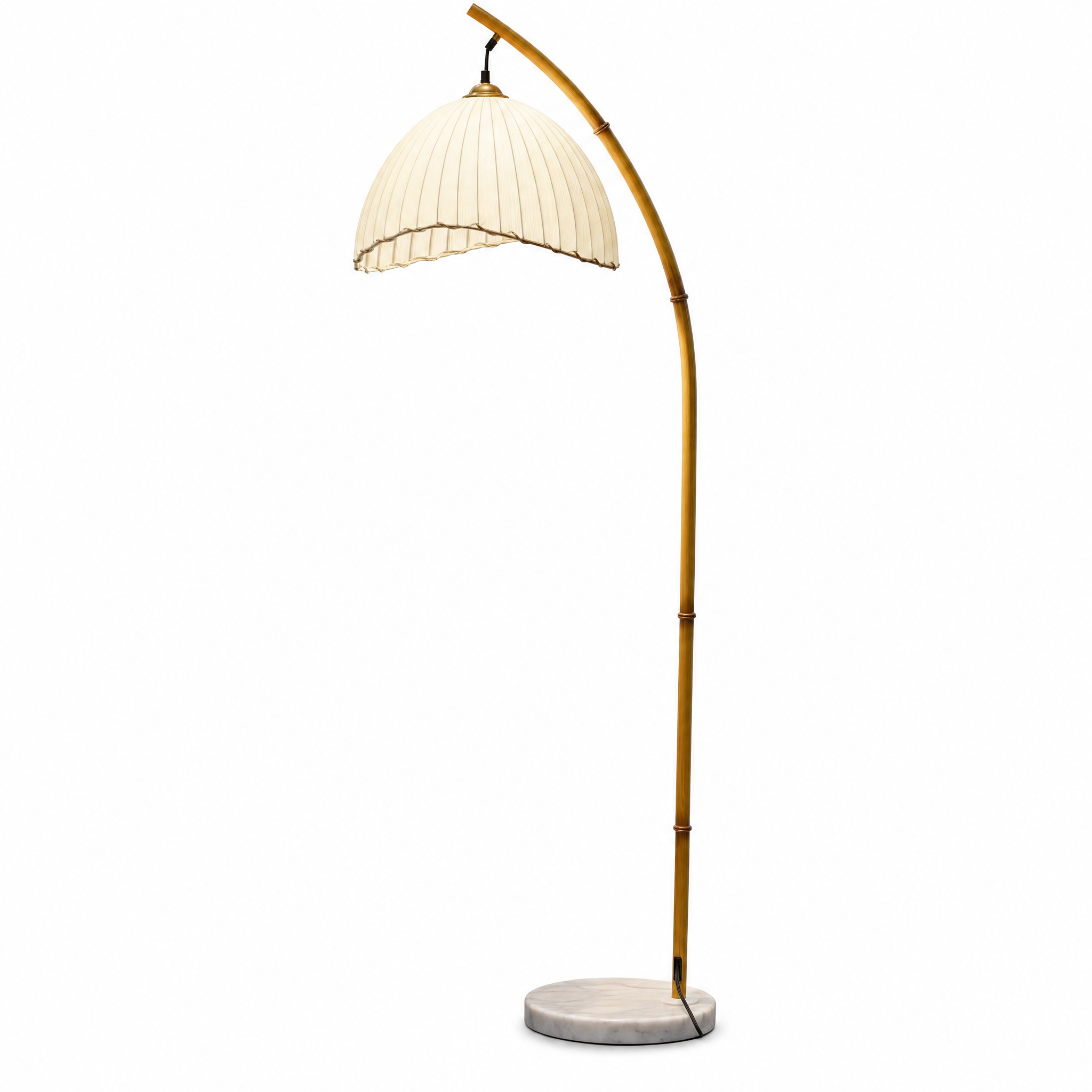 Loto bamboo arc floor lamp on white
